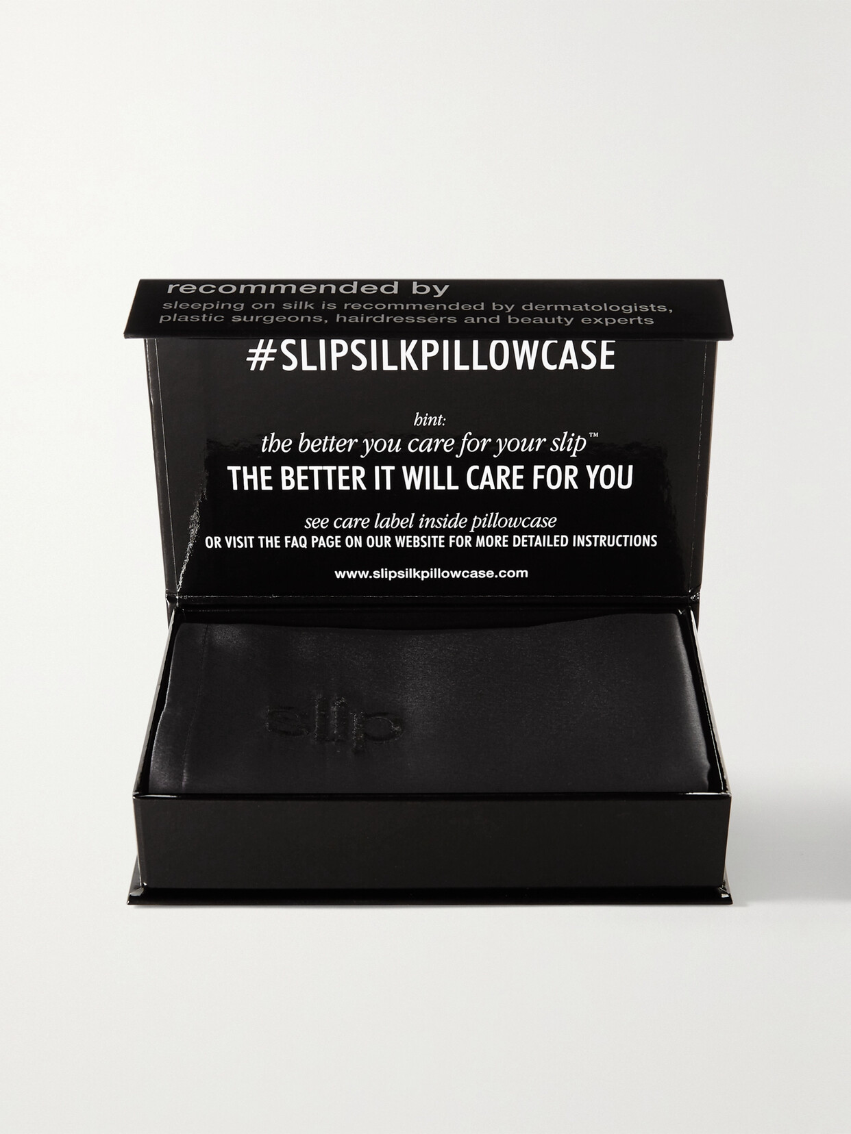 Slip Embroidered Silk Queen Pillowcase - Black In Black