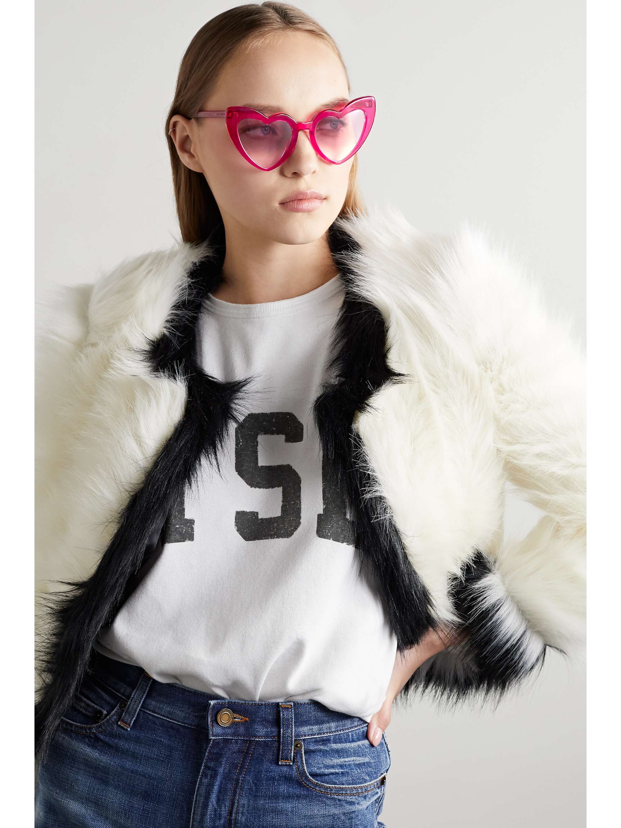 Saint Laurent Loulou Heart Shaped Sunglasses In Pink Lyst | lupon.gov.ph