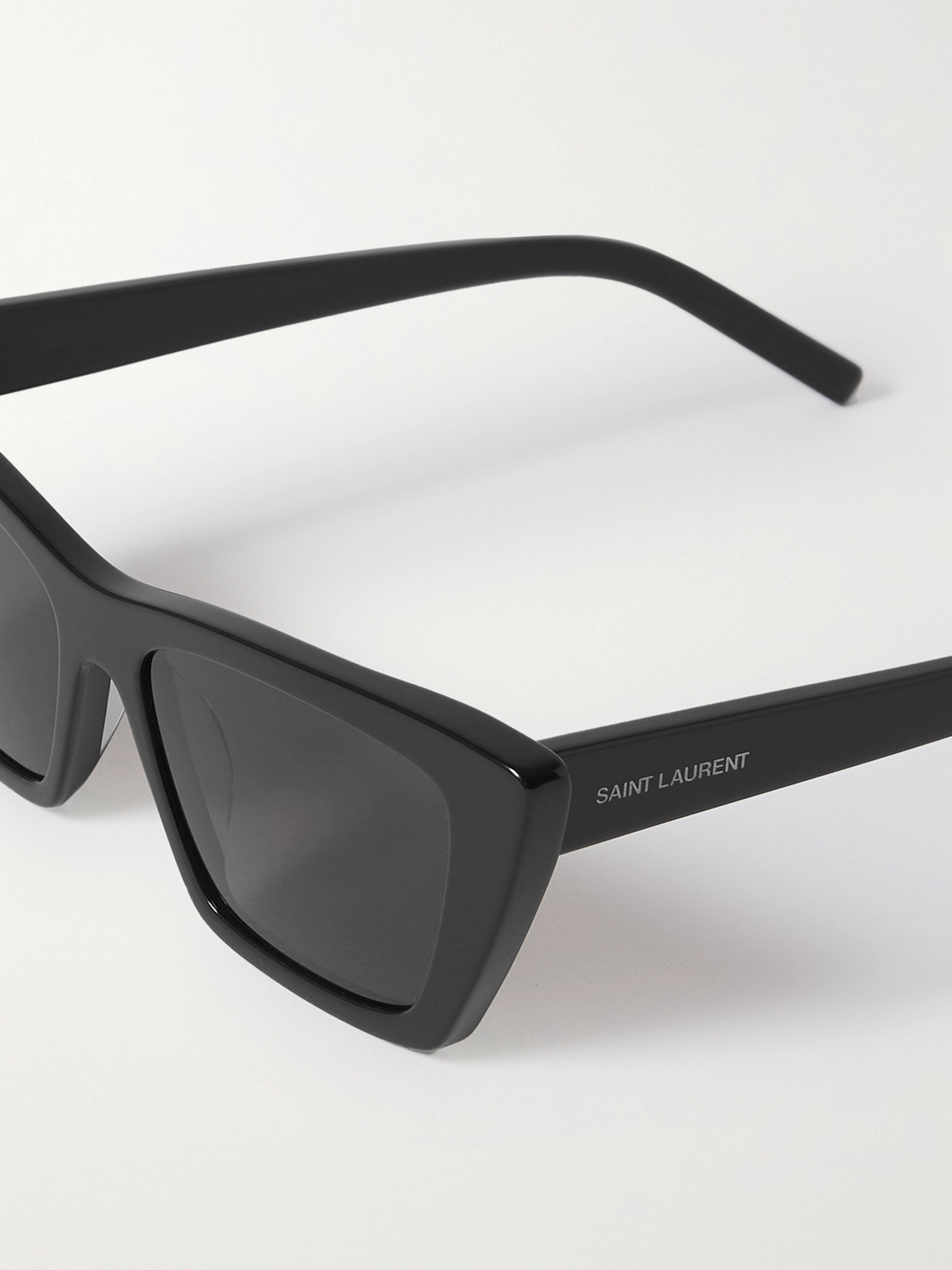 Shop Saint Laurent Mica Cat-eye Acetate Sunglasses In Black