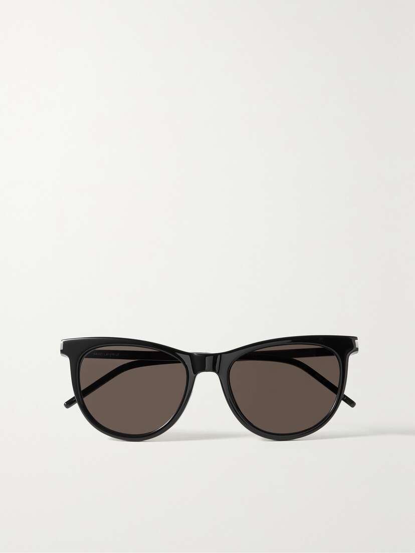 SAINT LAURENT Eyewear Cat-eye Acetate And Silver-tone Sunglasses