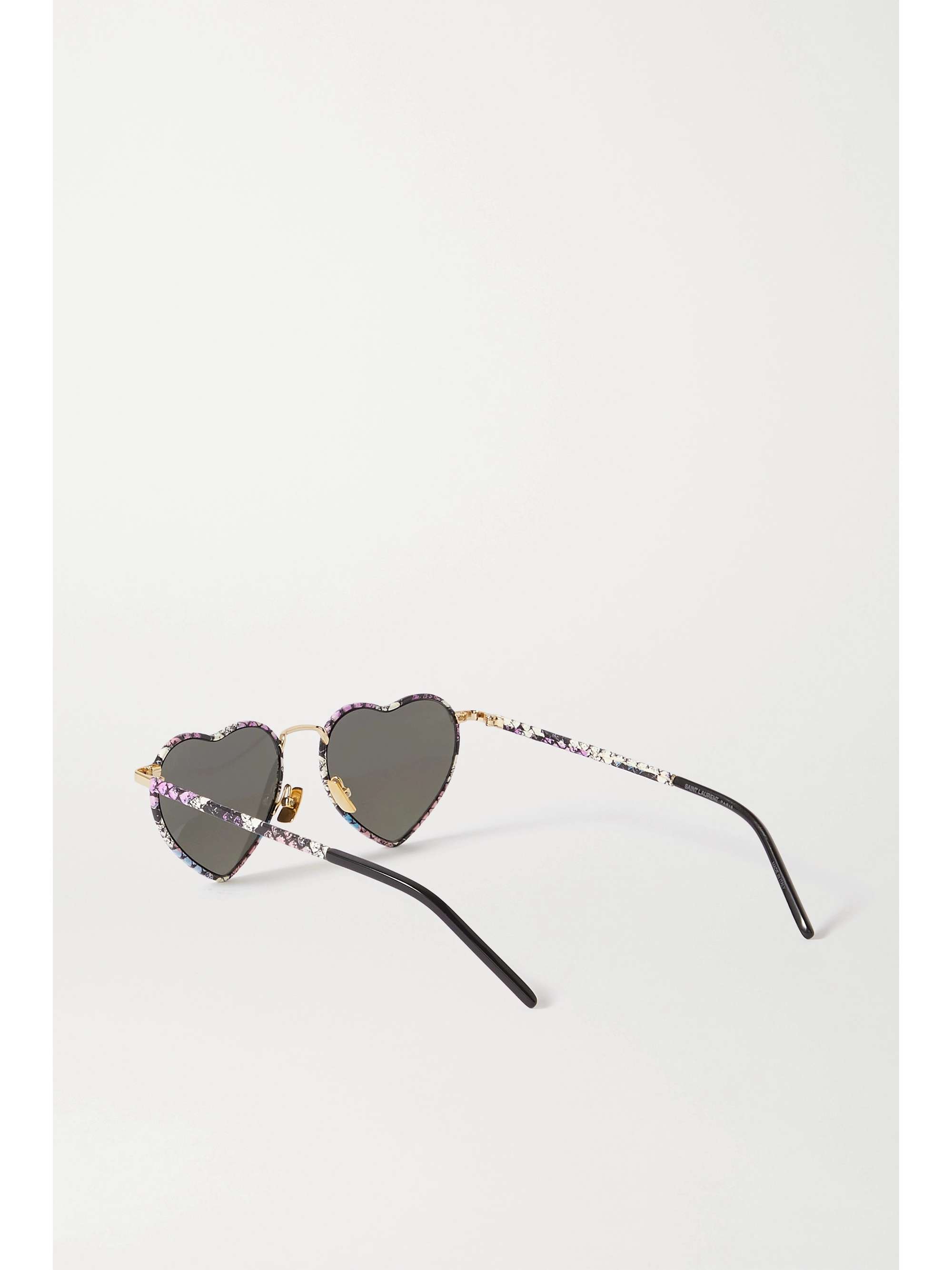 SAINT LAURENT EYEWEAR Loulou heart-shaped snake-print acetate and gold-tone sunglasses