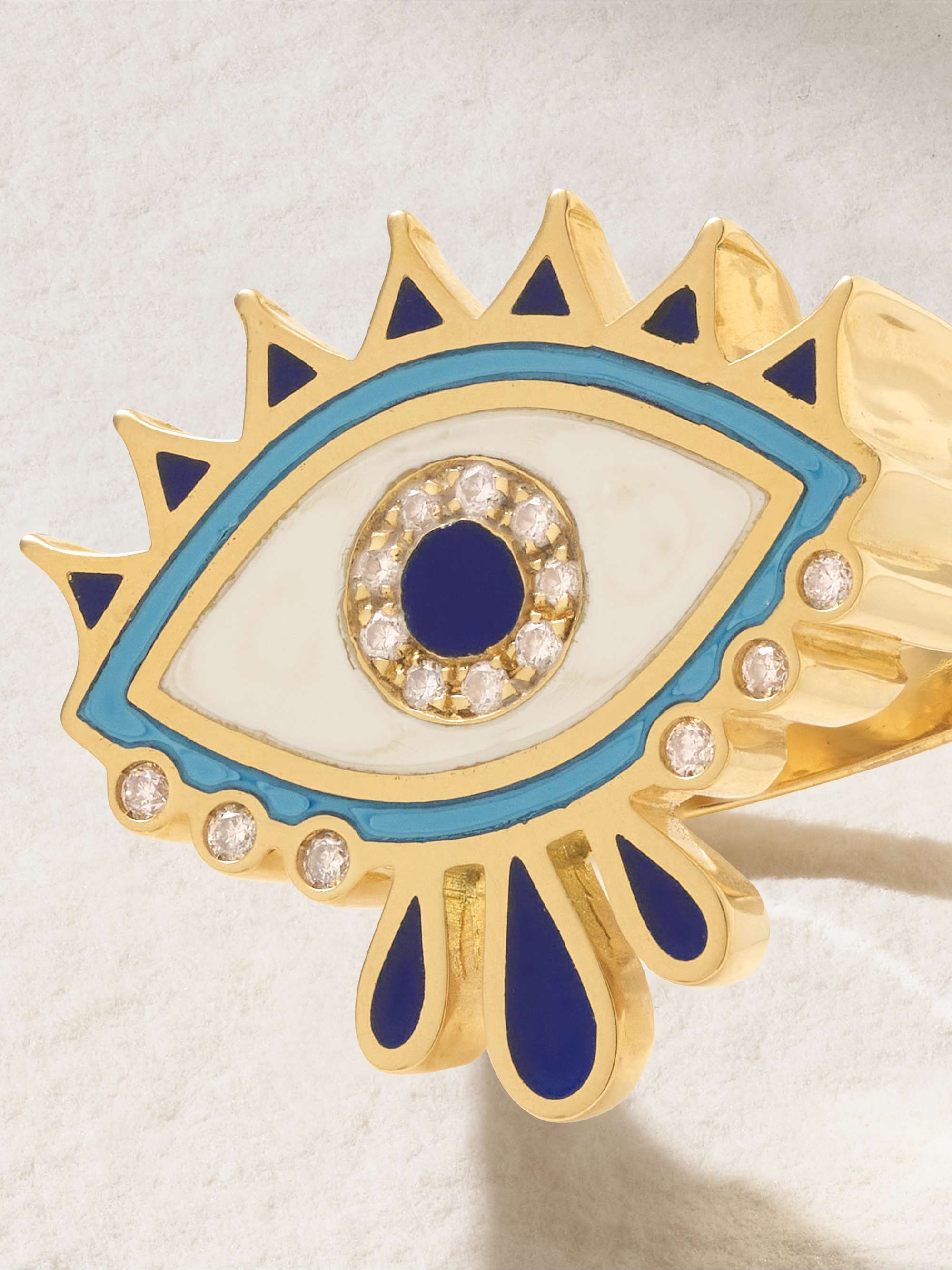 L'ATELIER NAWBAR Queen Eye 18-karat gold, enamel and diamond pinky ring