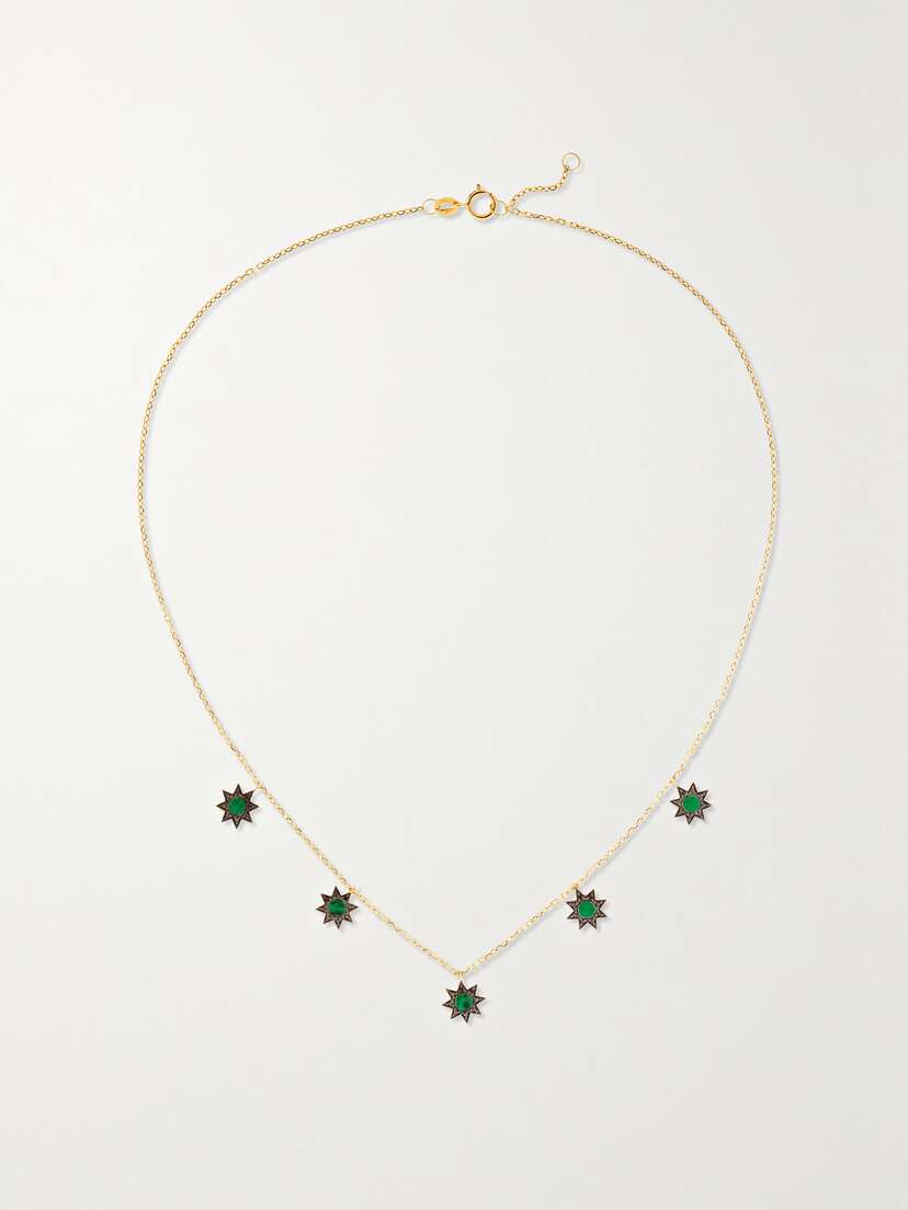 L’Atelier Nawbar Cosmic Ibiza Mini 18-karat Gold, Malachite And Diamond Choker