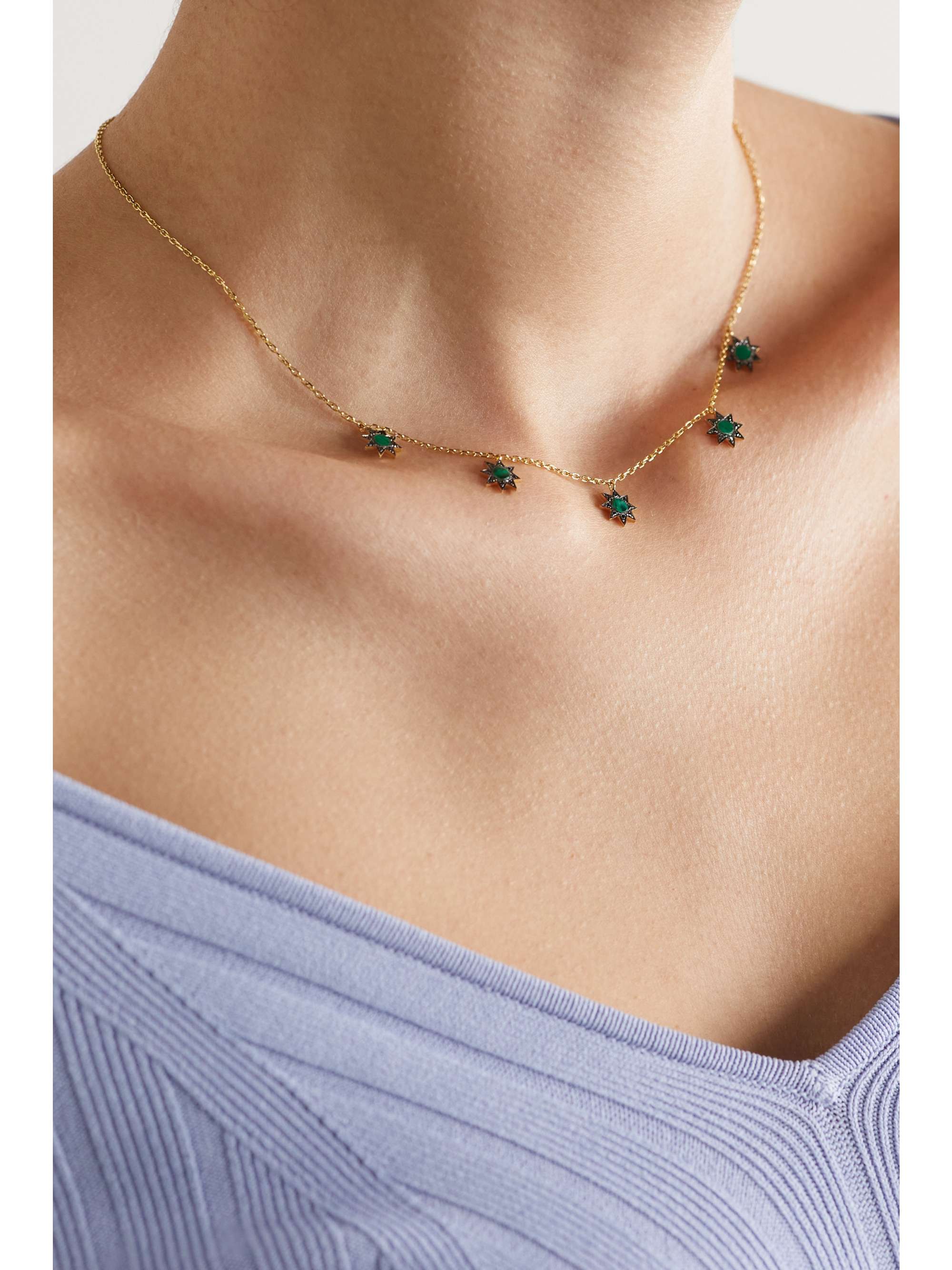 L'ATELIER NAWBAR Cosmic Ibiza Mini 18-karat gold, malachite and diamond choker