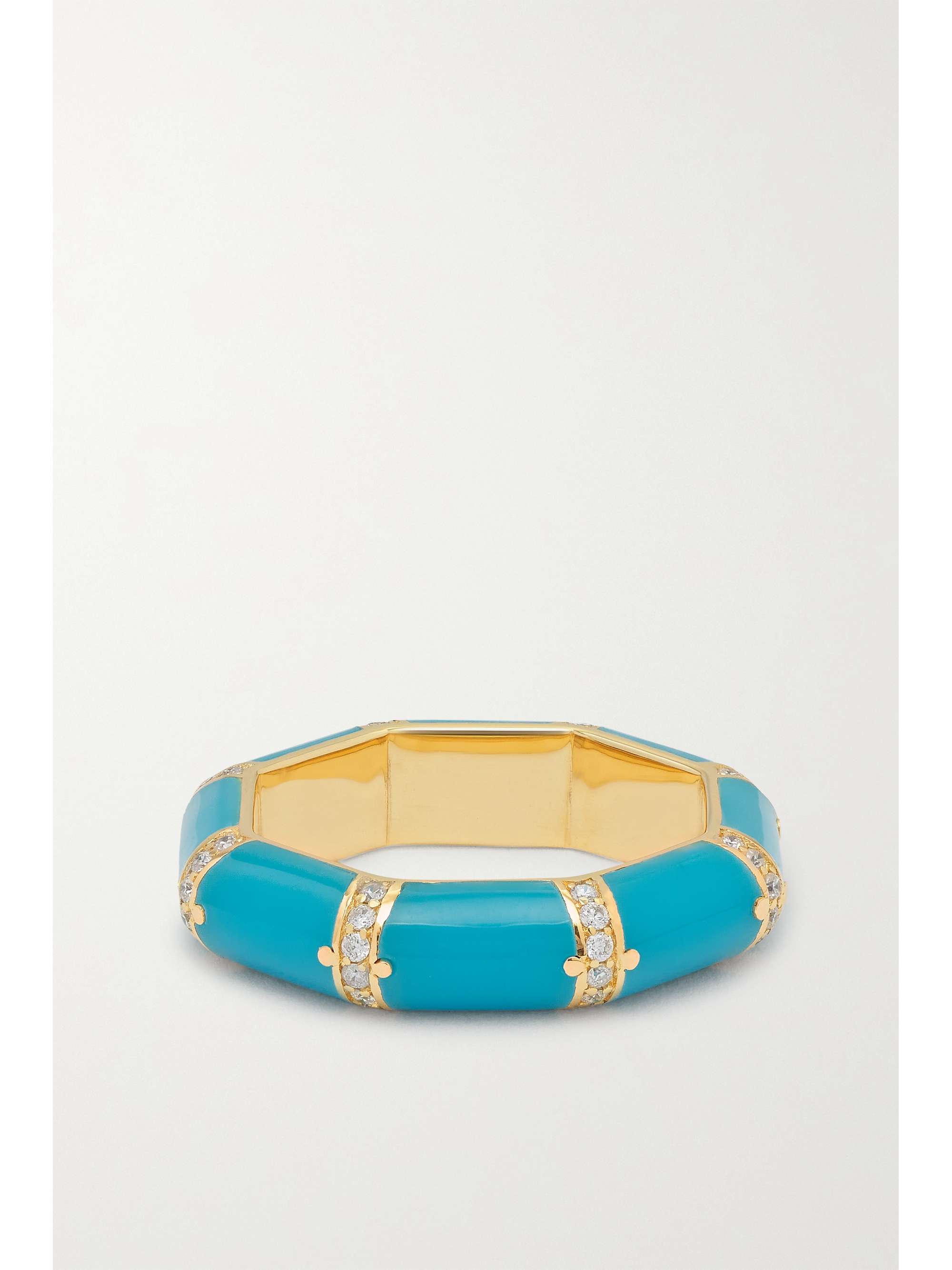 L'ATELIER NAWBAR Bamboo 18-karat gold, turquoise and diamond ring