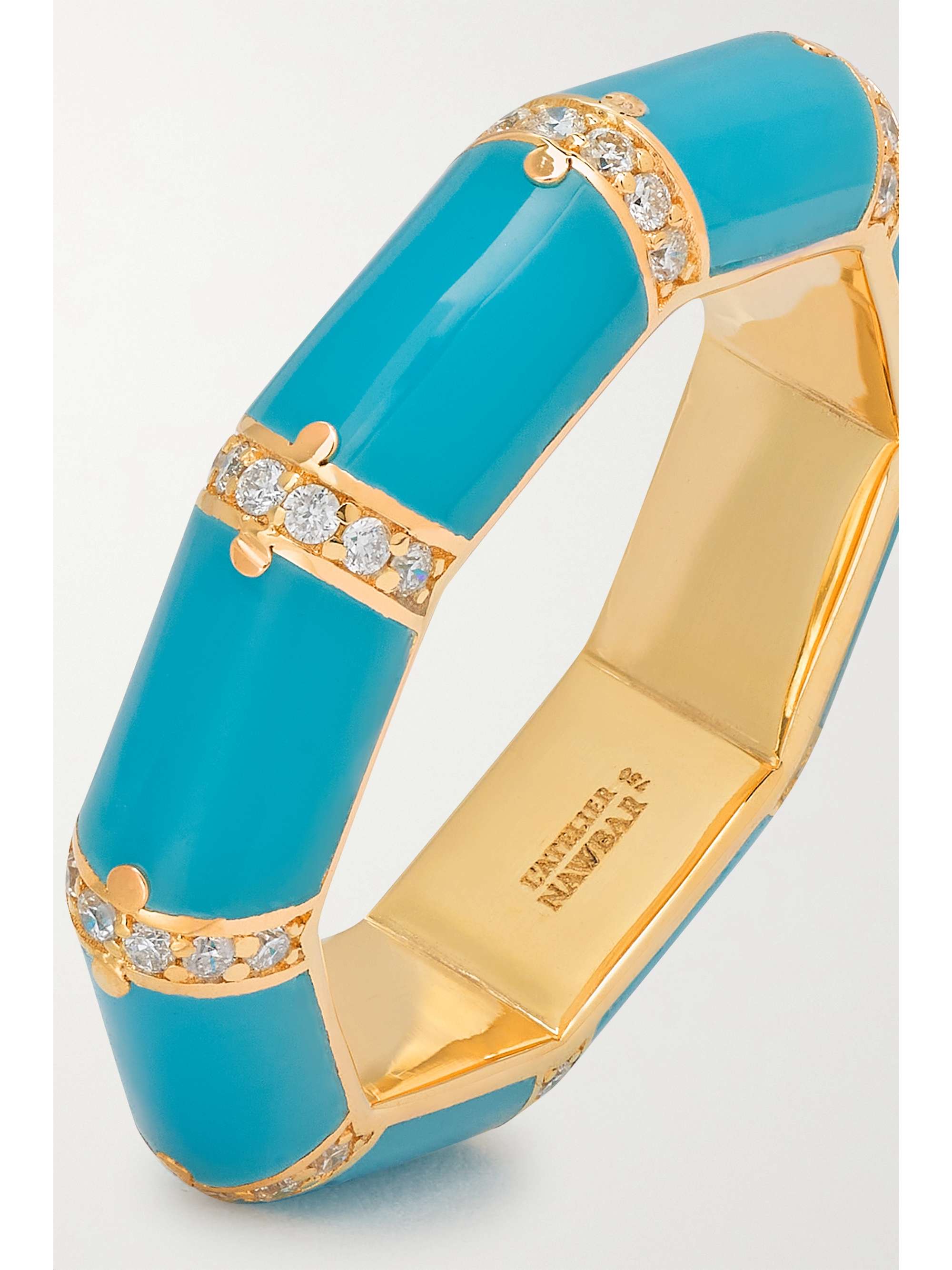 L'ATELIER NAWBAR Bamboo 18-karat gold, turquoise and diamond ring