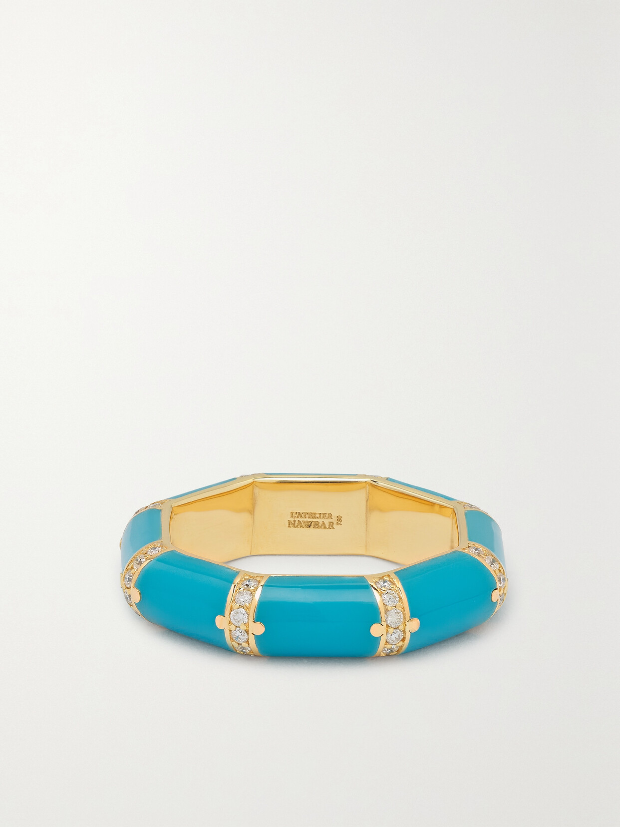 L'atelier Nawbar Bamboo 18-karat Gold, Turquoise And Diamond Ring