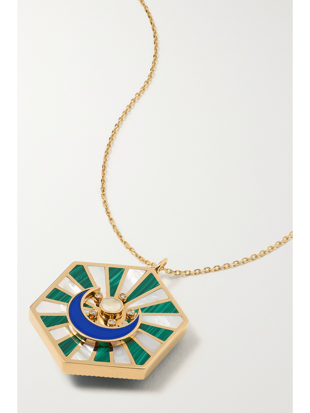 L'Atelier Nawbar - Moon Eye 18-karat Gold Enamel, Mother-of-pearl And Diamond Necklace - one size 22 Awaiting product image