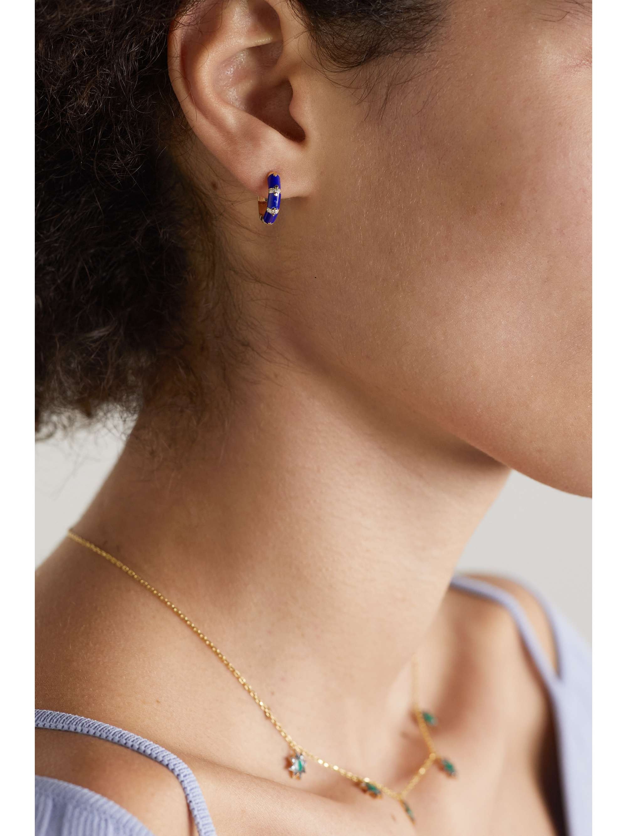 L'ATELIER NAWBAR Boucles d'oreilles en or 18 carats (750/1000), lapis-lazuli et diamants Bamboo
