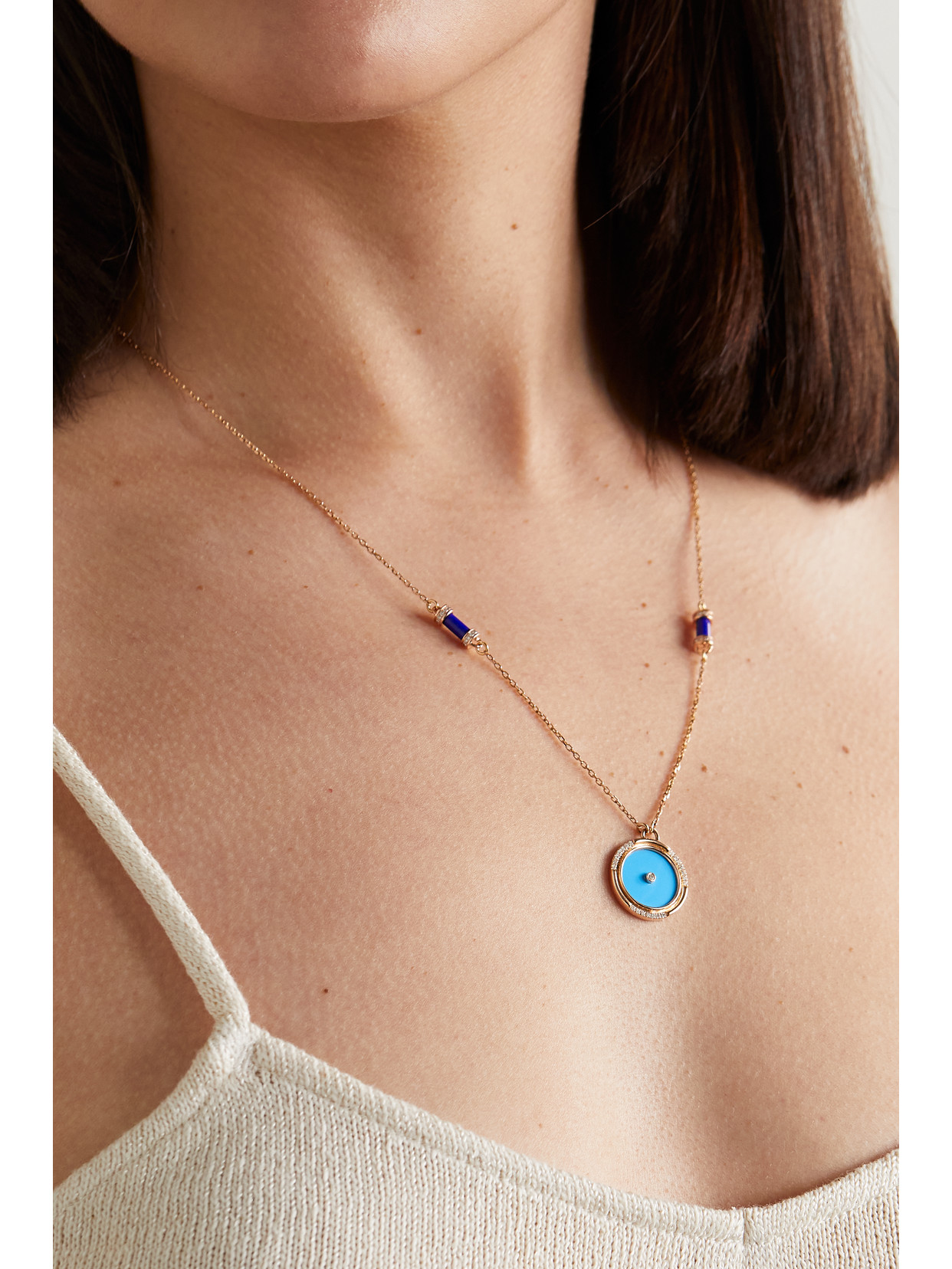 L'atelier Nawbar Amulets Of Light 18-karat Gold Multi-stone Necklace In Gold