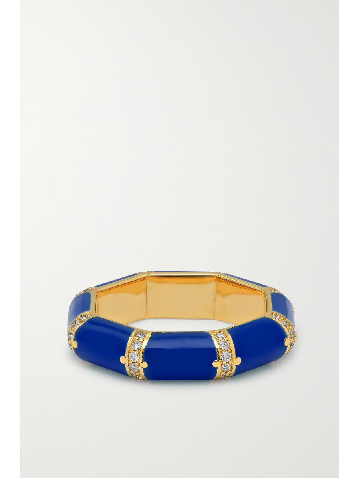 Shop L'atelier Nawbar Bamboo 18-karat Gold, Lapis Lazuli And Diamond Ring