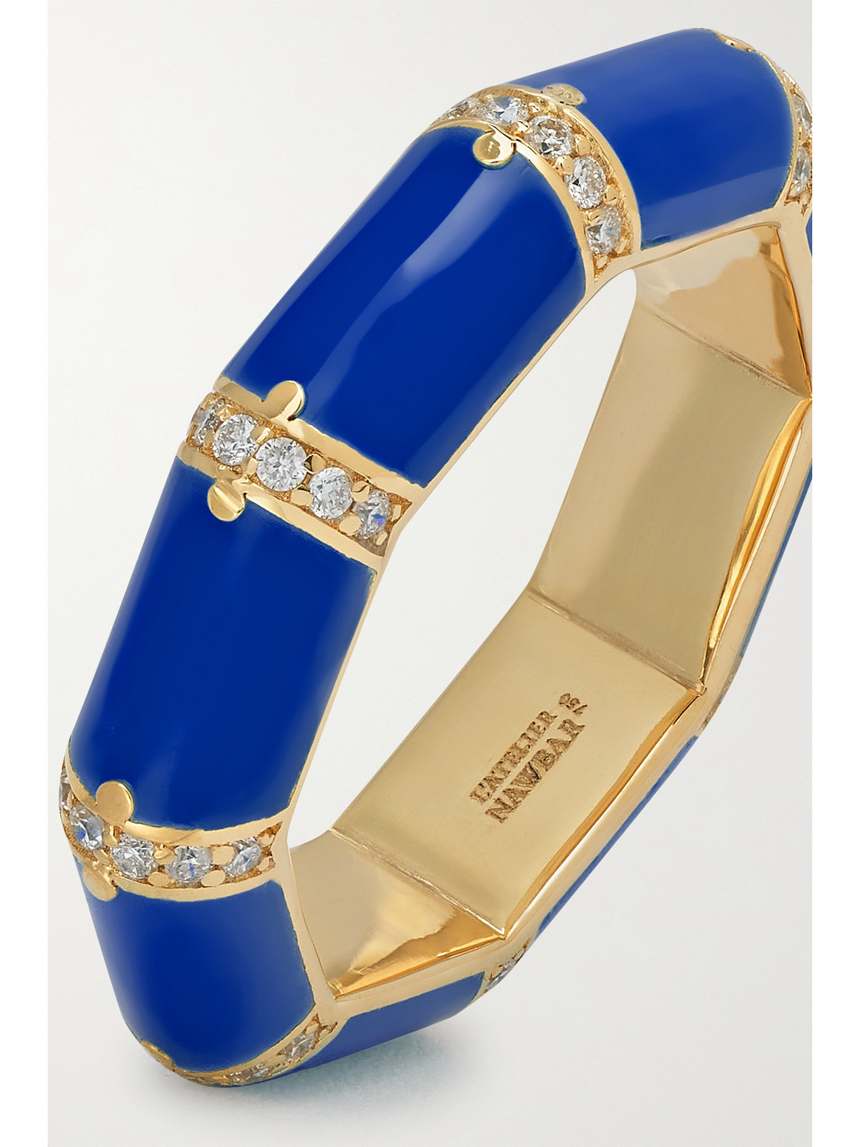 Shop L'atelier Nawbar Bamboo 18-karat Gold, Lapis Lazuli And Diamond Ring