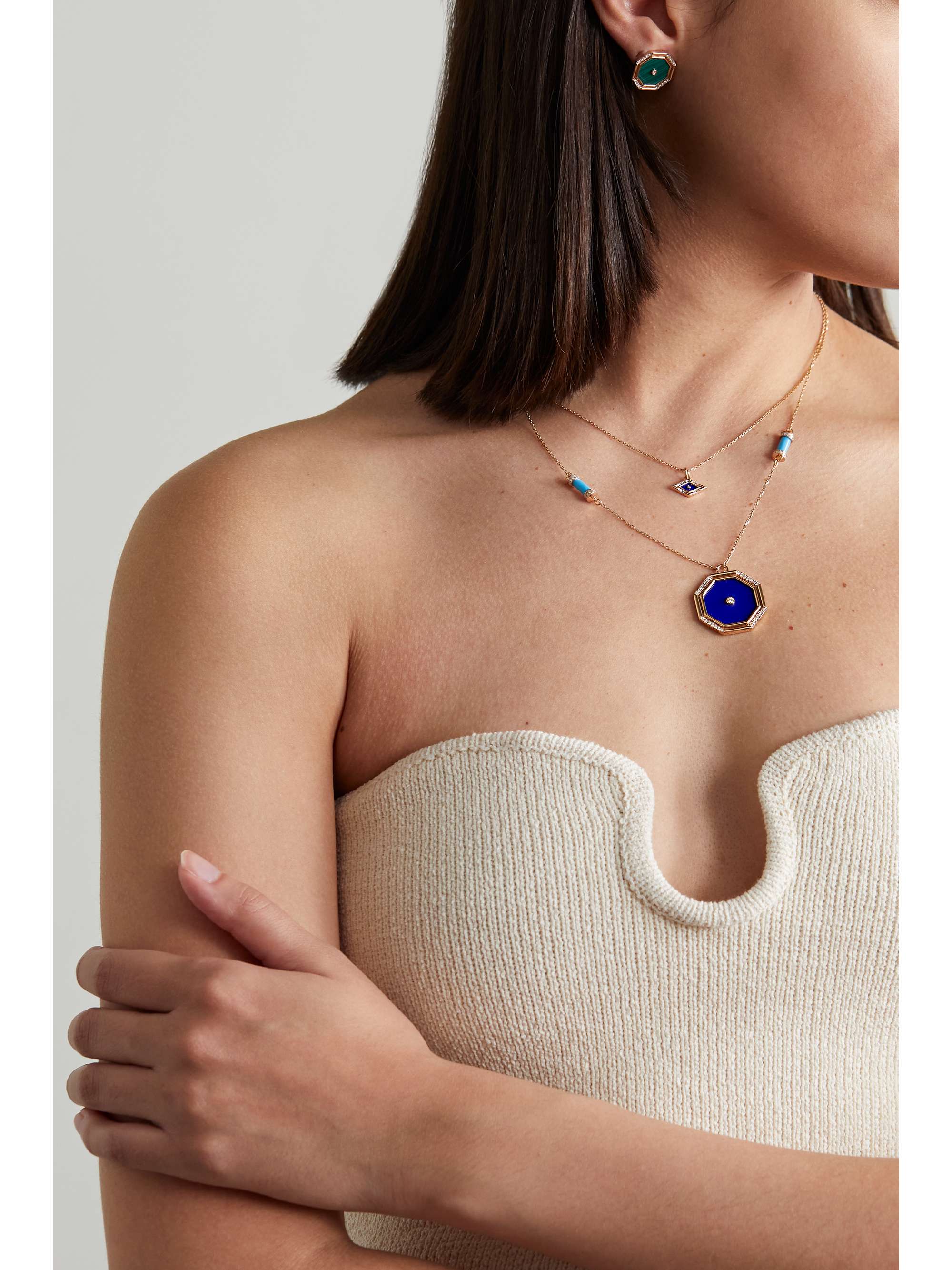 L'ATELIER NAWBAR Eye 18-karat rose gold, lapis lazuli and diamond necklace