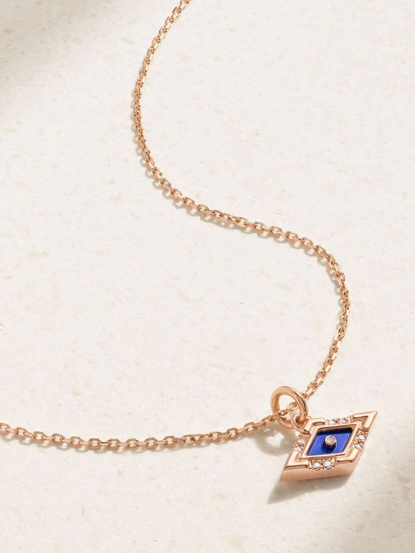 L’Atelier Nawbar Eye 18-karat Rose Gold, Lapis Lazuli And Diamond Necklace
