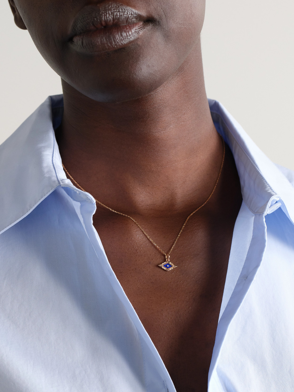 L'atelier Nawbar Eye 18-karat Rose Gold, Lapis Lazuli And Diamond Necklace In Gold