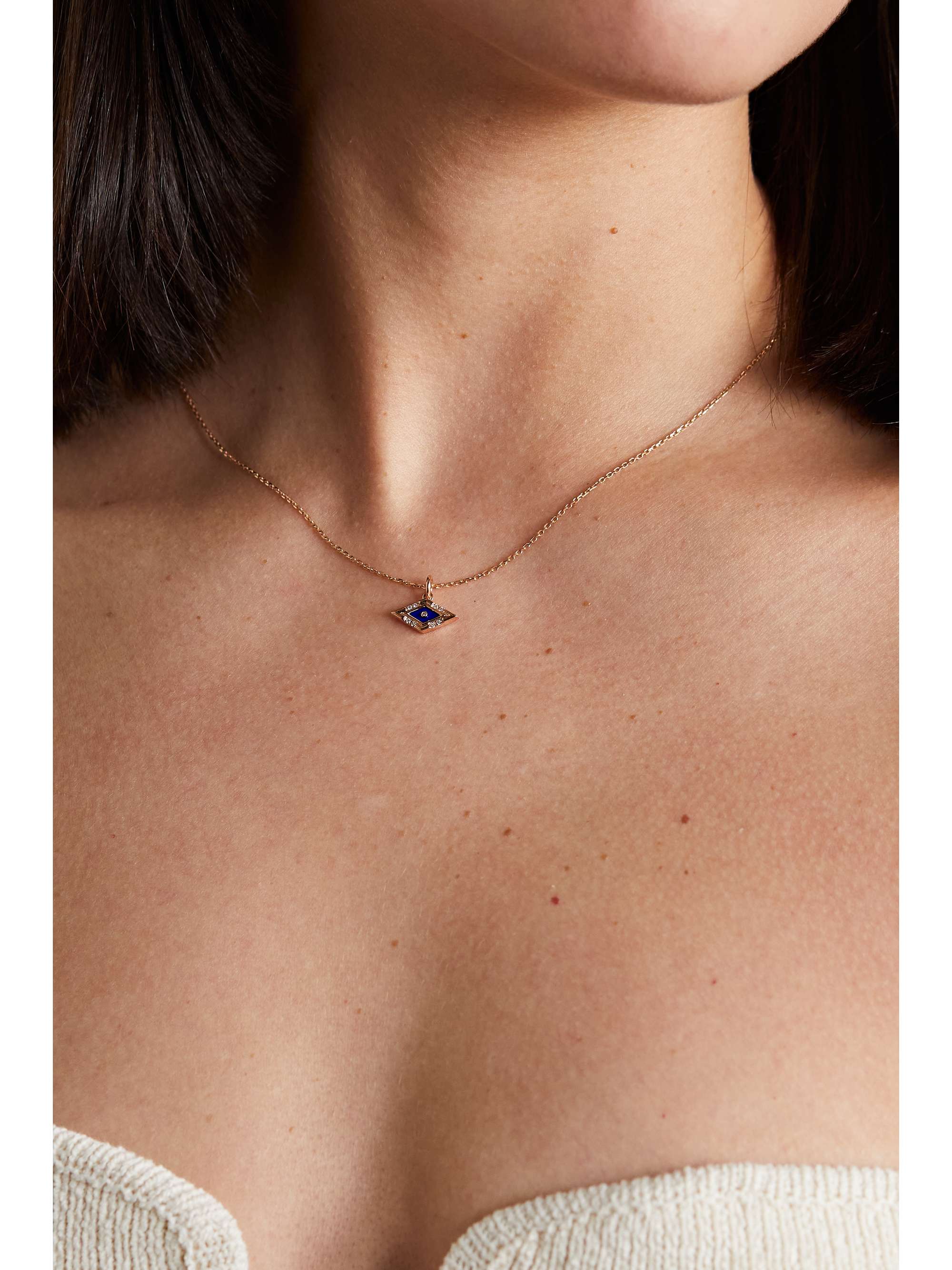 L'ATELIER NAWBAR Eye 18-karat rose gold, lapis lazuli and diamond necklace