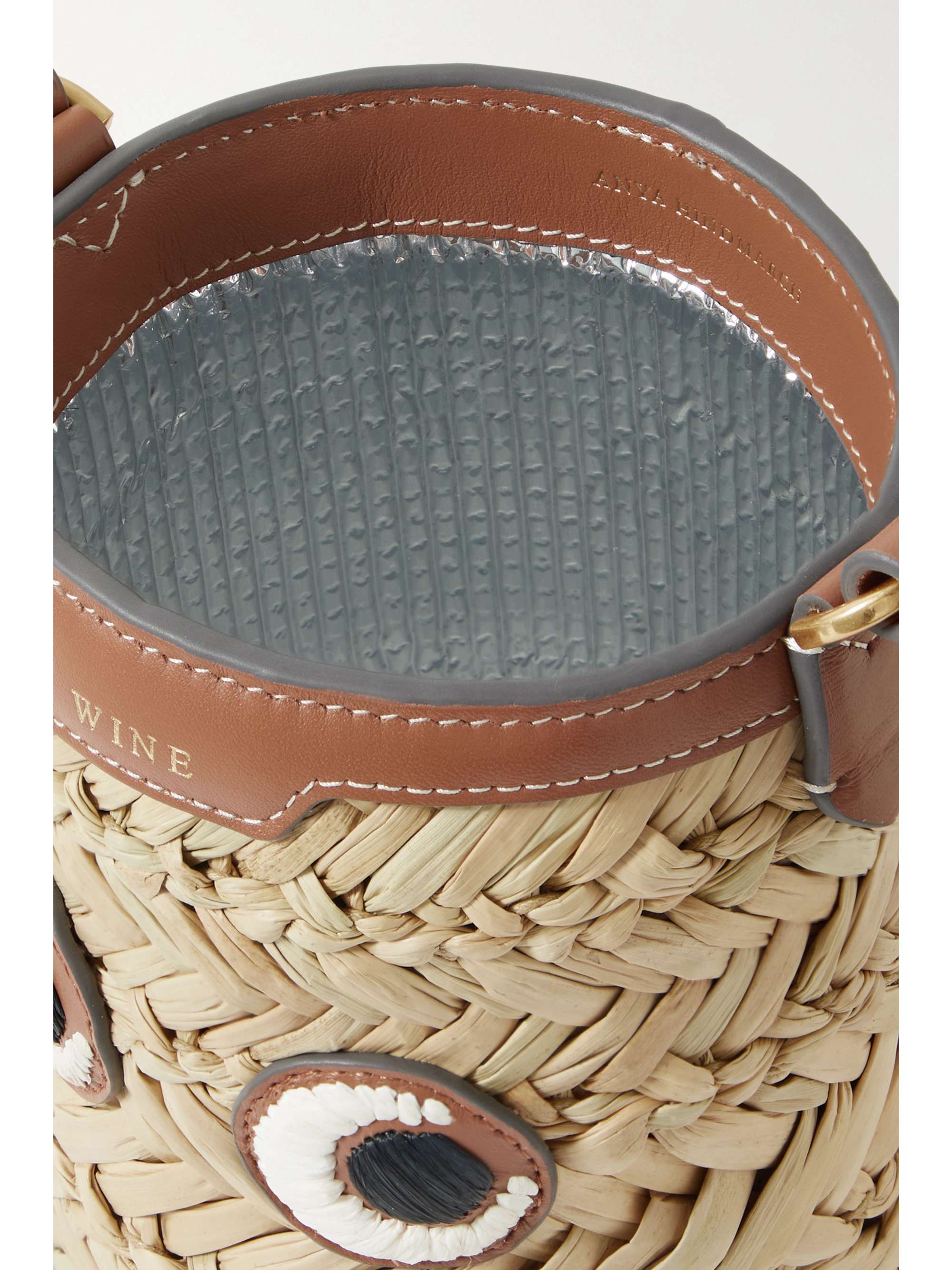ANYA HINDMARCH Eyes Weinflaschenhalter aus Stroh und Leder