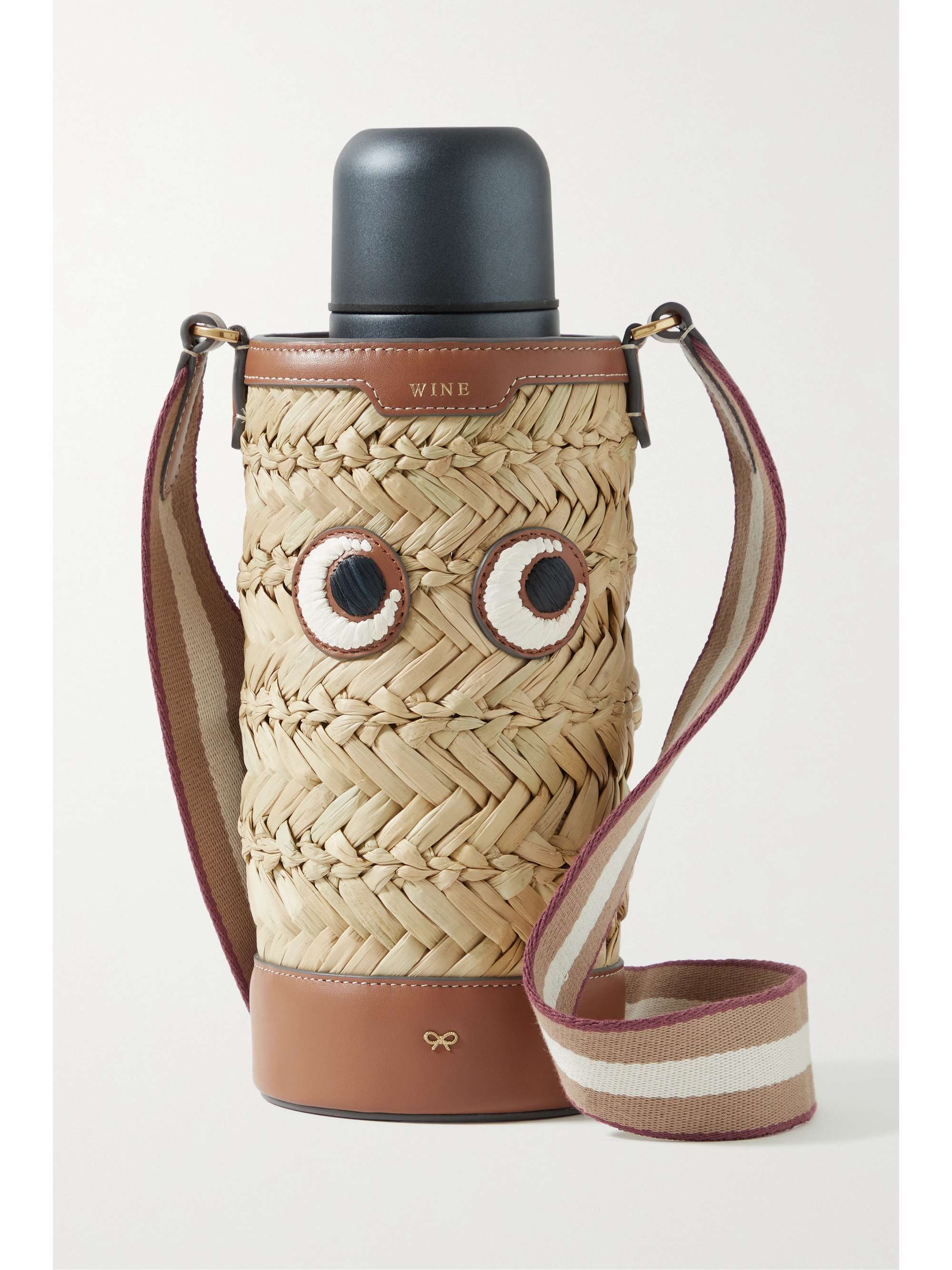 ANYA HINDMARCH Eyes Weinflaschenhalter aus Stroh und Leder