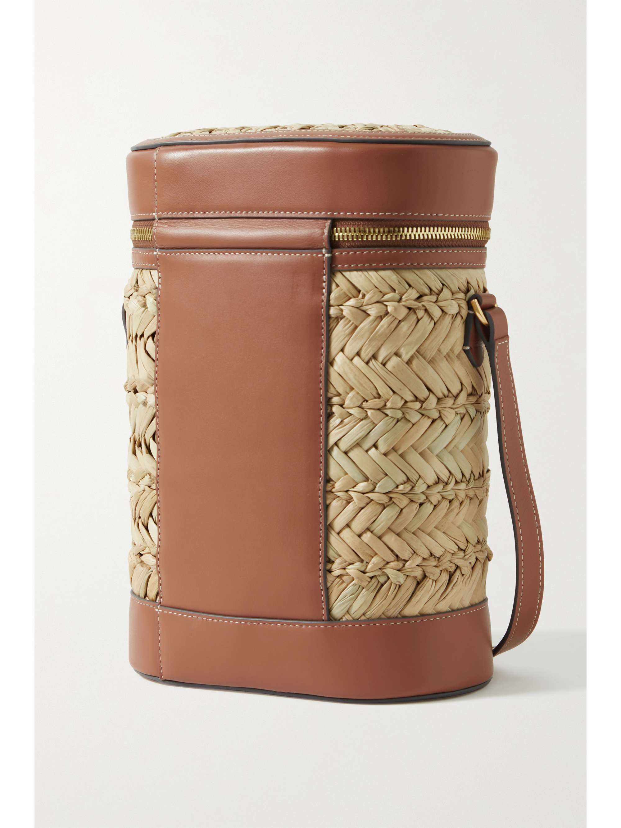Sand Eyes leathertrimmed straw shoulder bag ANYA HINDMARCH NETAPORTER