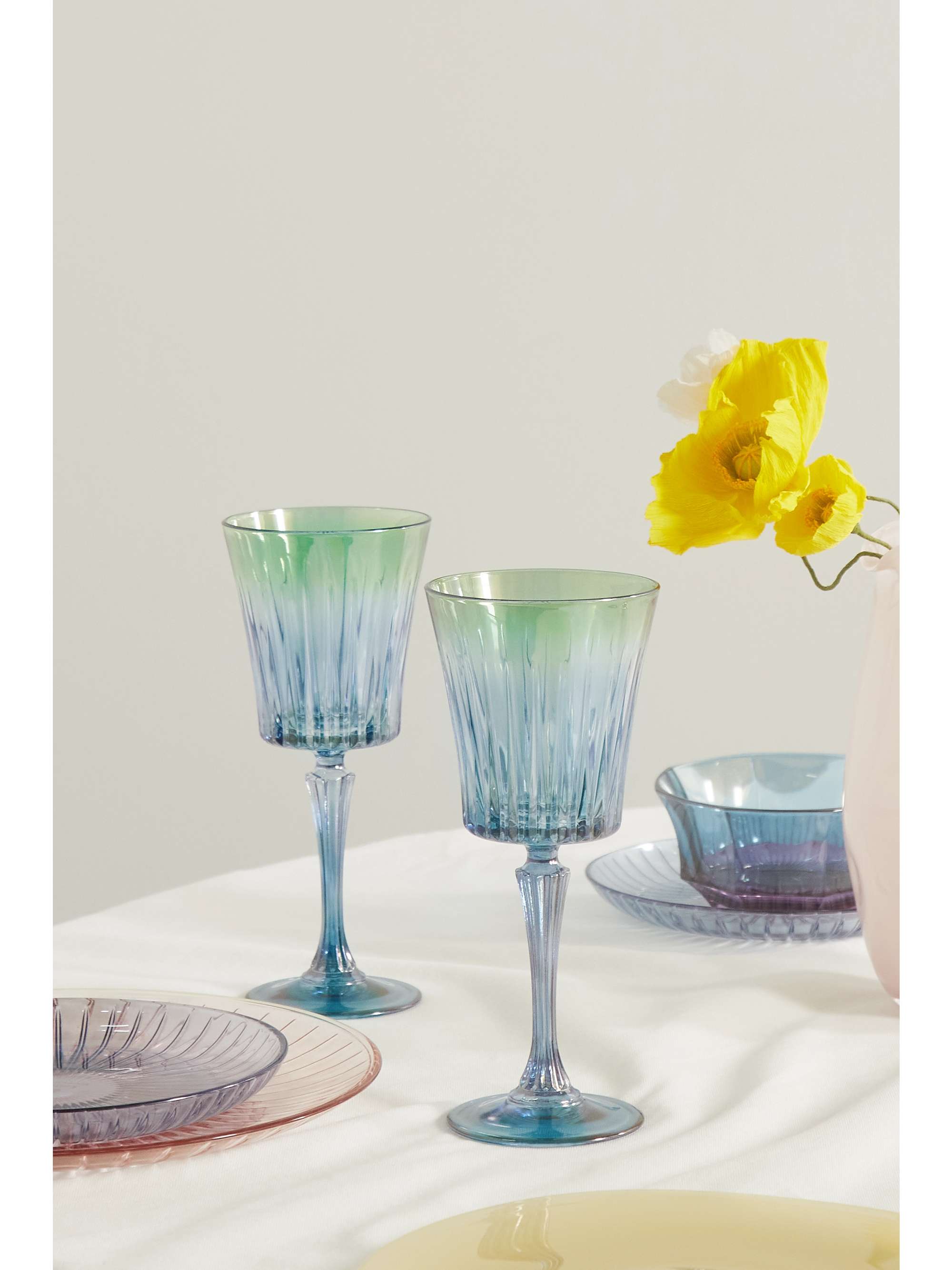 LUISA BECCARIA Shaded set of two iridescent degradé water glasses