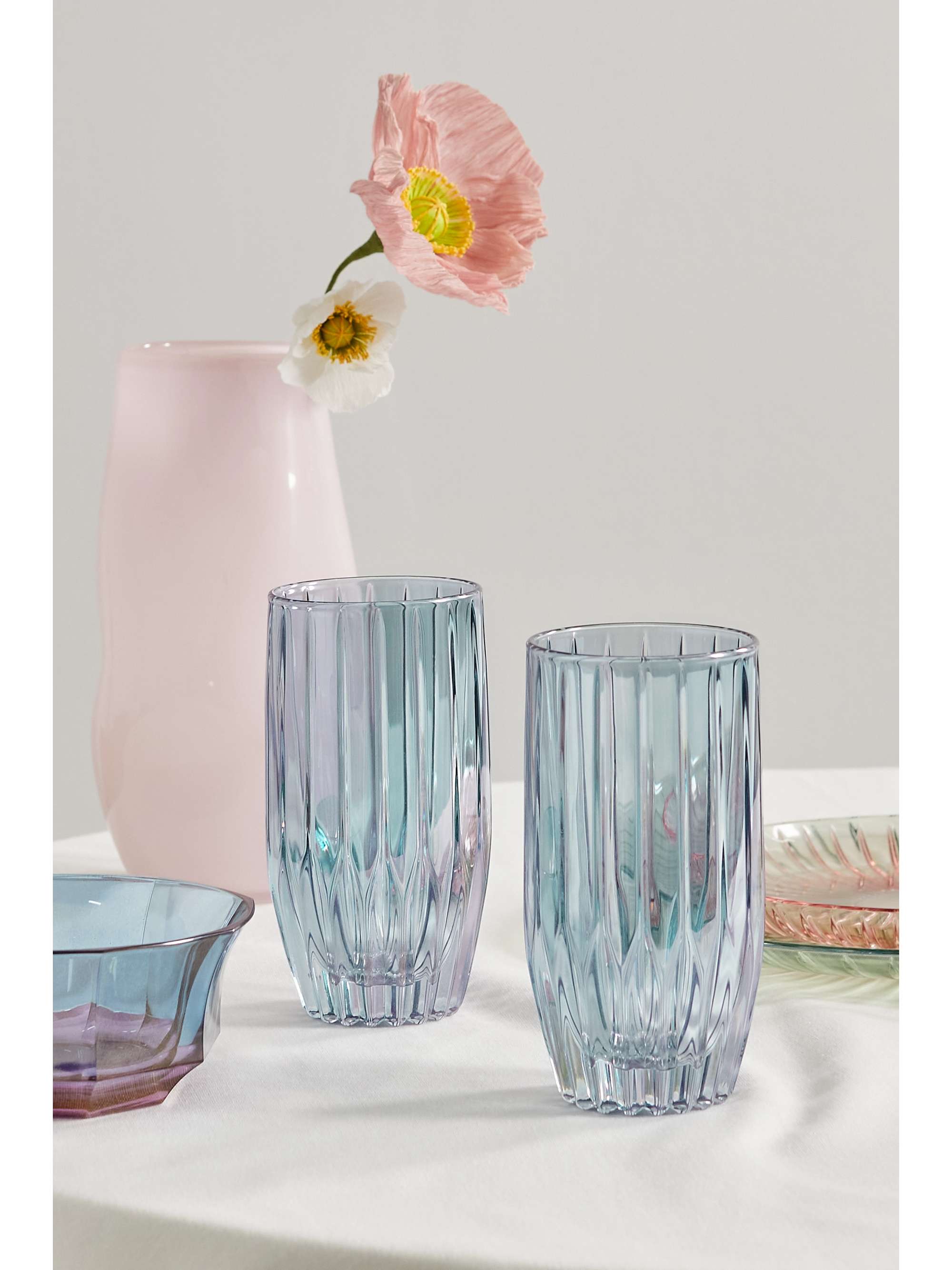 LUISA BECCARIA Set of two large iridescent glass tumblers NETAPORTER