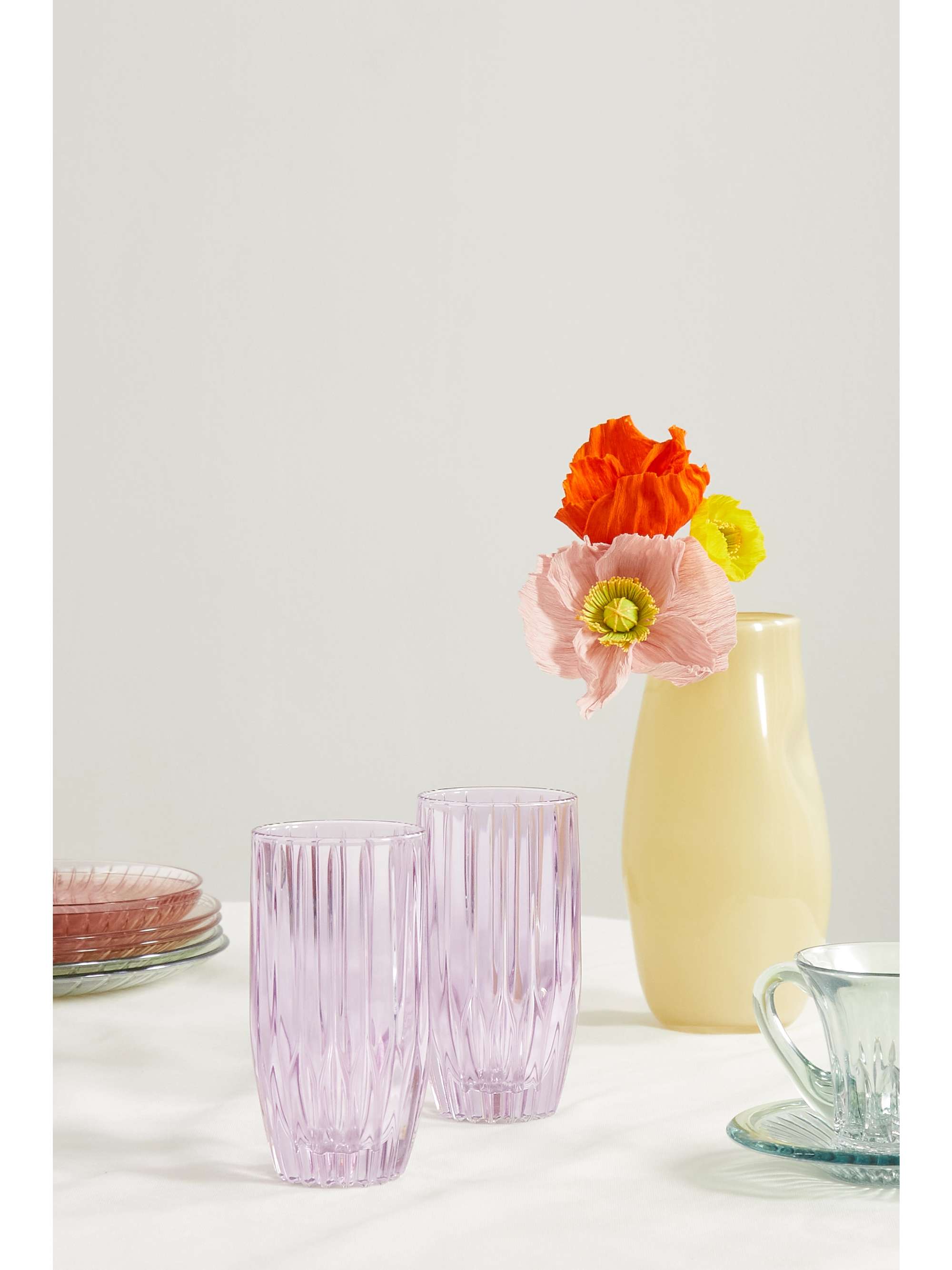 LUISA BECCARIA Set of two large iridescent glass tumblers