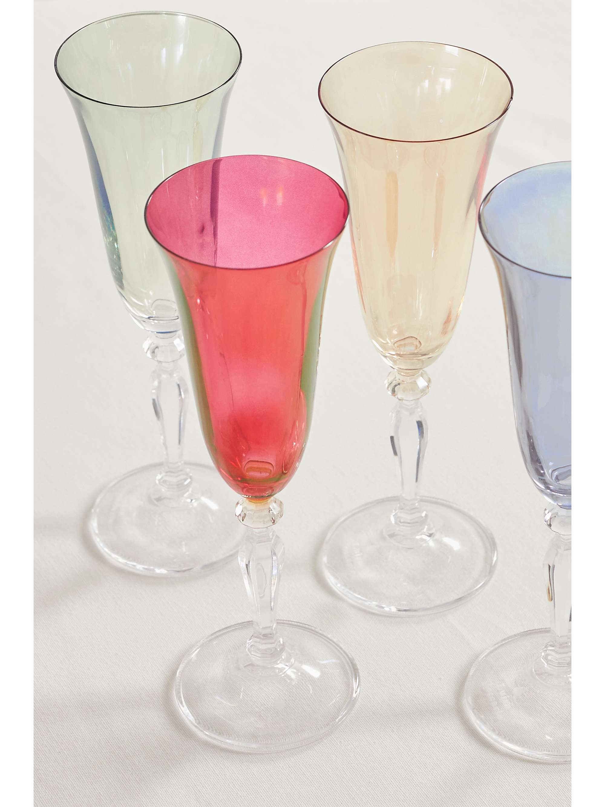 LUISA BECCARIA Set de six flûtes à champagne en verre irisé