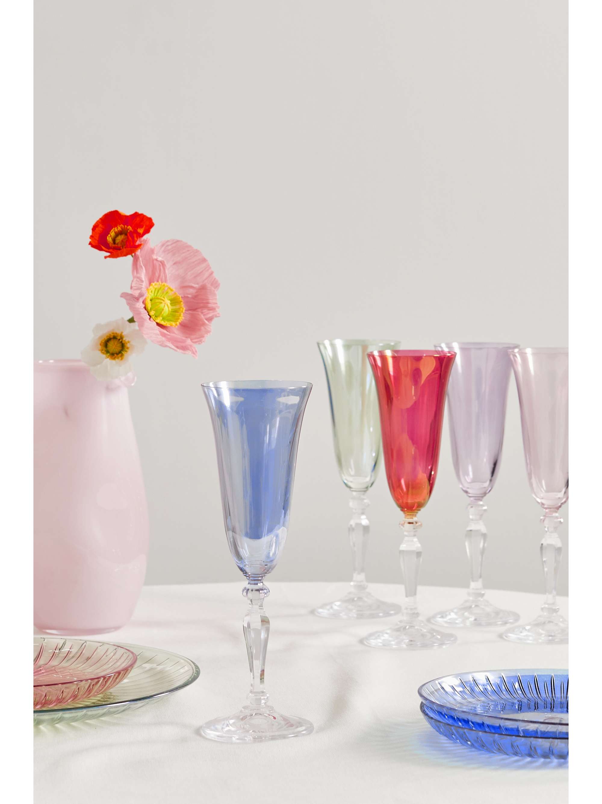 LUISA BECCARIA Set de six flûtes à champagne en verre irisé