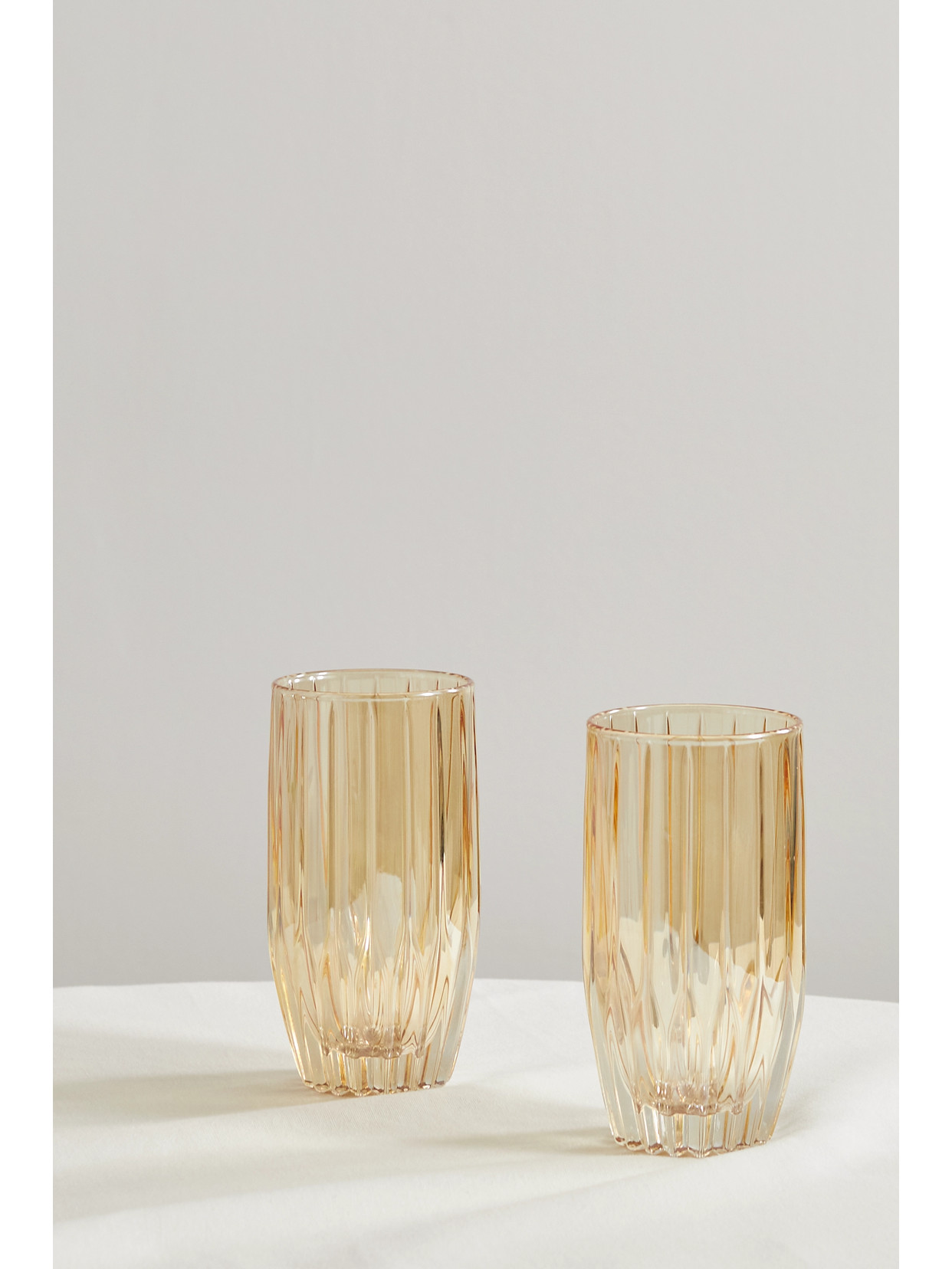 Luisa Beccaria Set Of Two Large Iridescent Glass Tumblers In Yellow