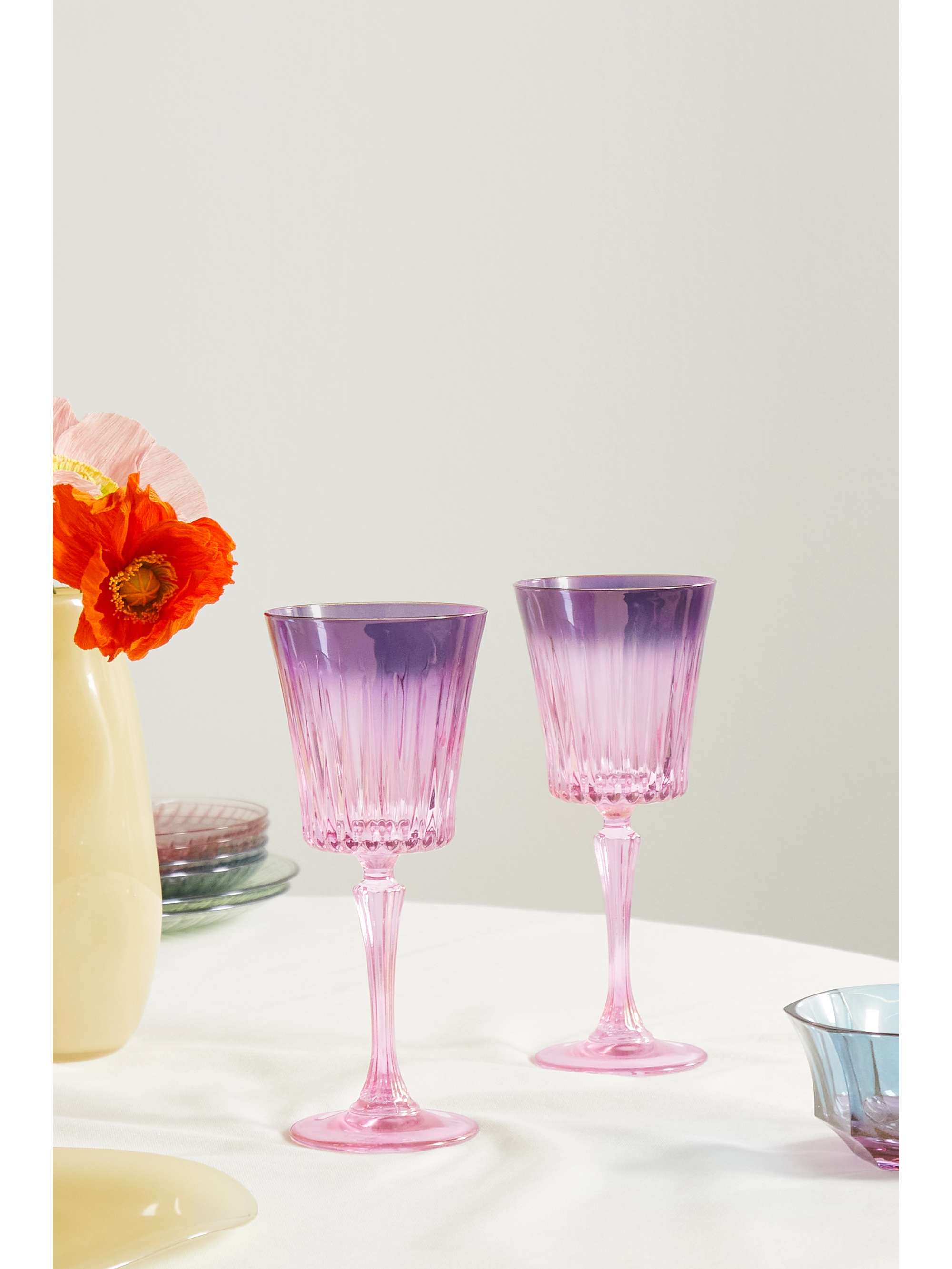 LUISA BECCARIA Set de deux verres à eau en verre irisé à effet dégradé