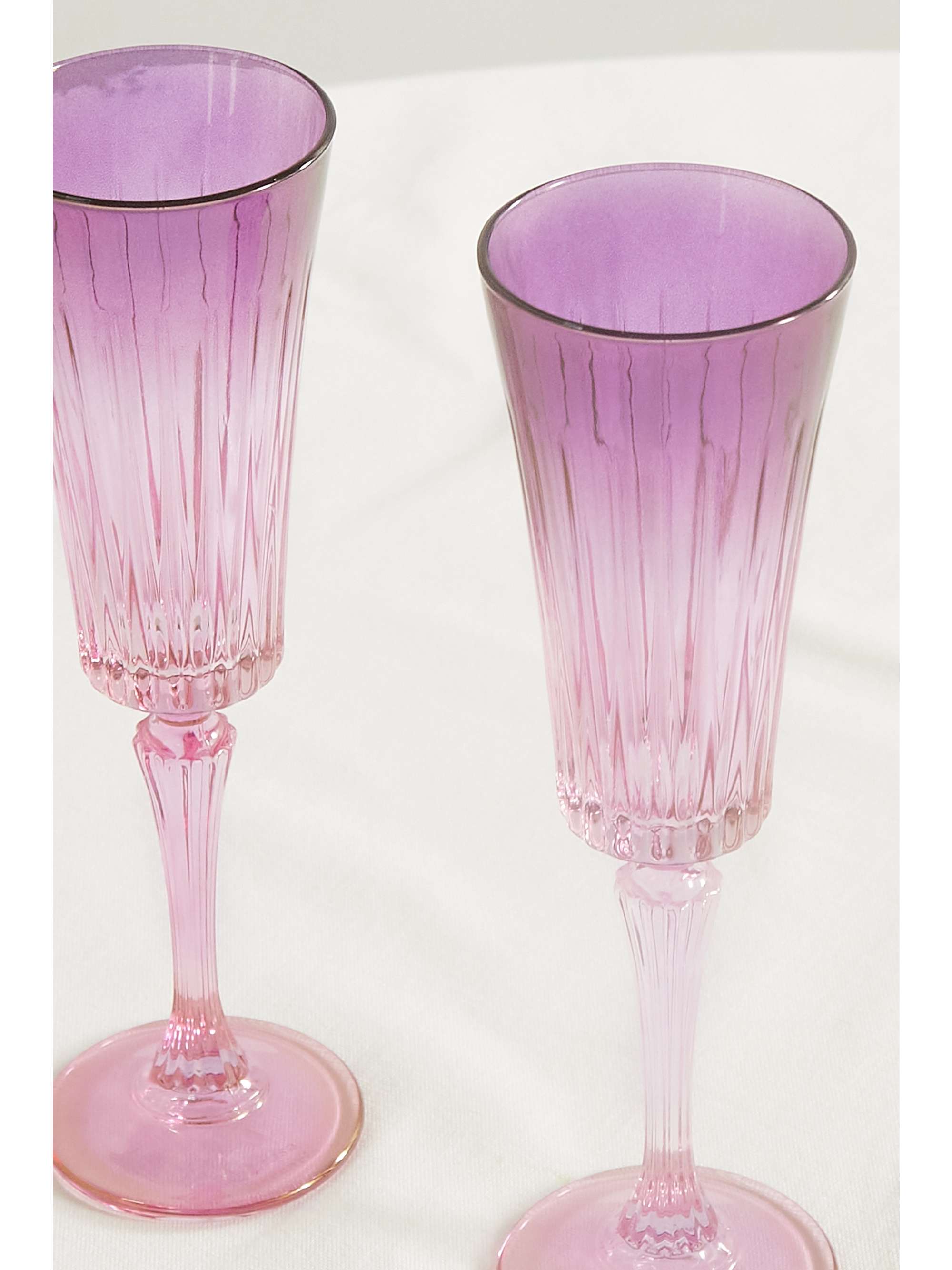 LUISA BECCARIA Set de deux flûtes à champagne en verre irisé à effet dégradé