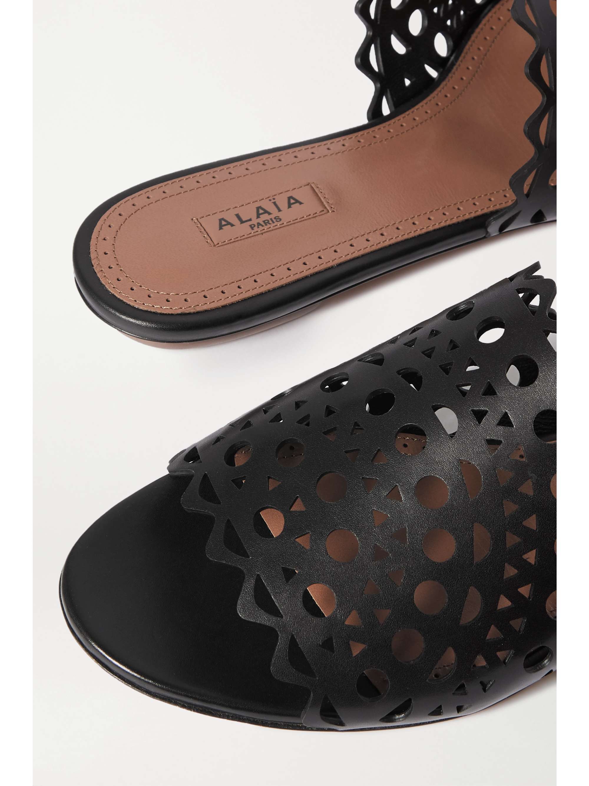 ALAÃA Laser-cut leather slides | NET-A-PORTER