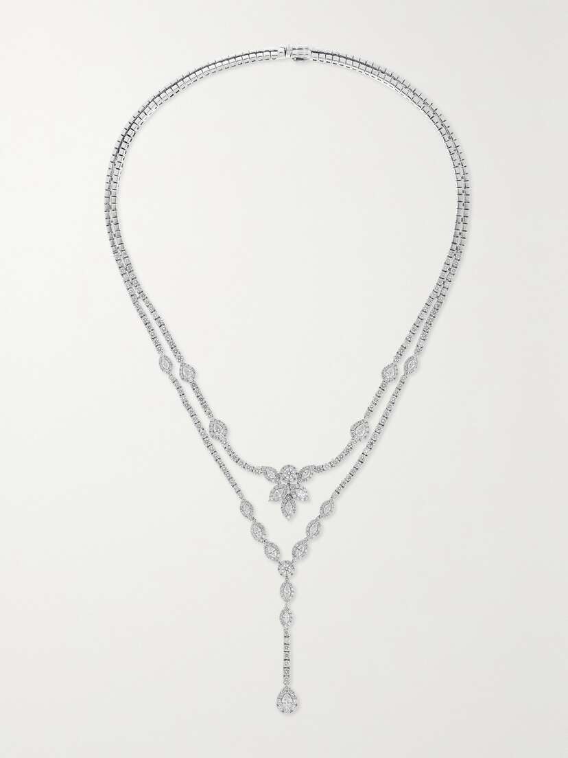 YEPREM 18-karat White Gold Diamond Necklace