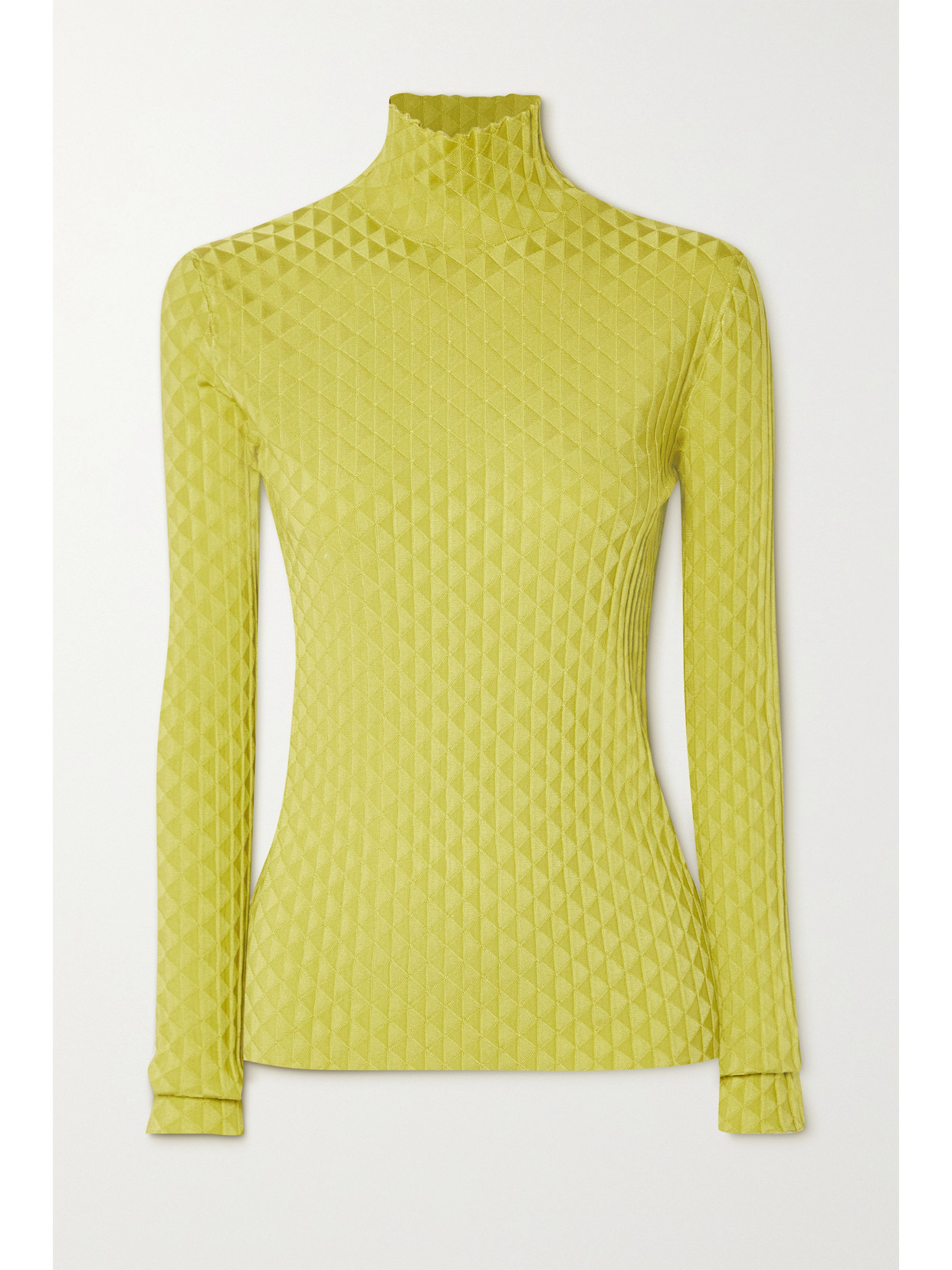 Bottega Veneta Jacquard-knit Silk-blend Turtleneck Sweater In Green