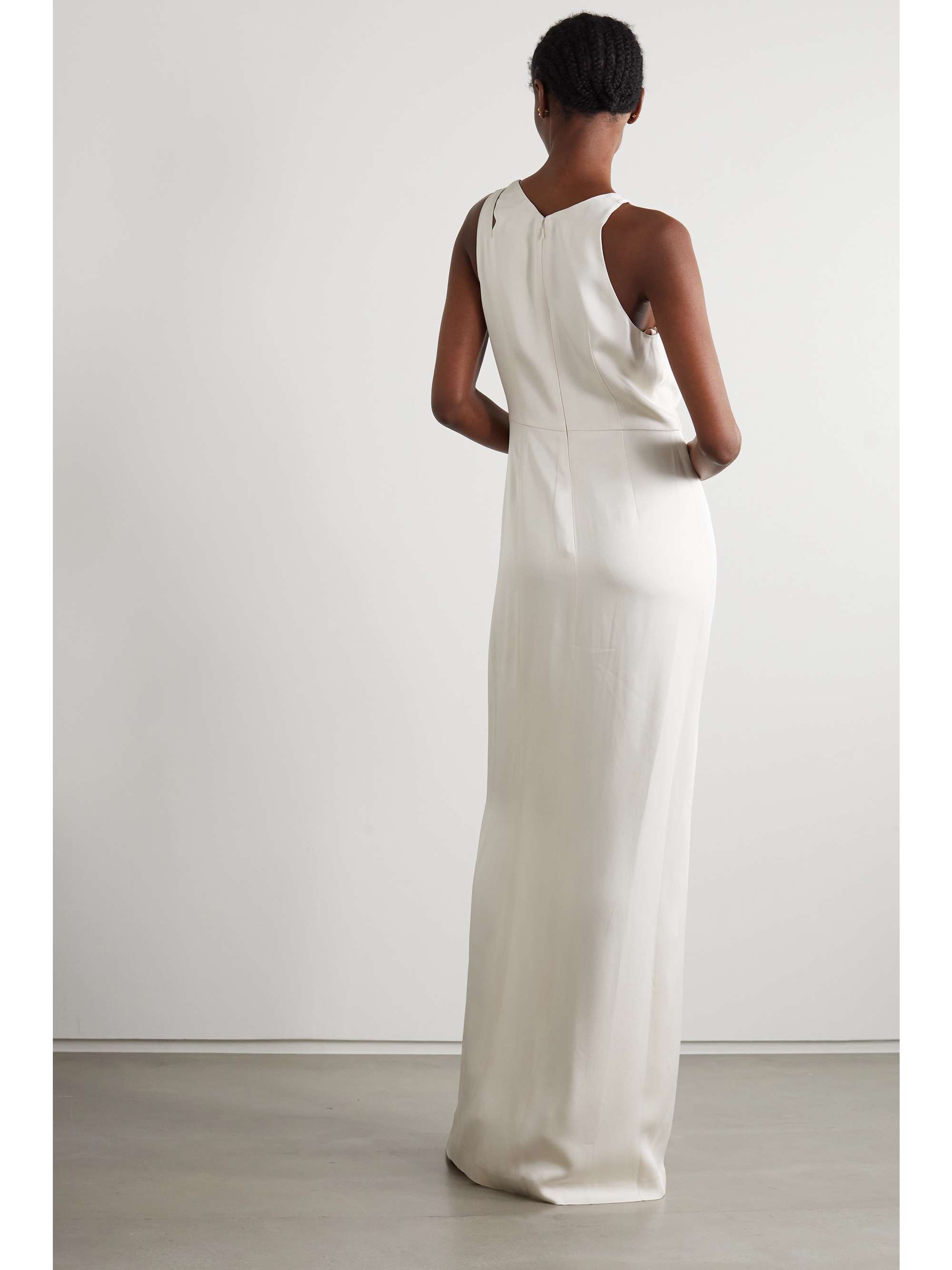 HALSTON Draped hammered-satin gown