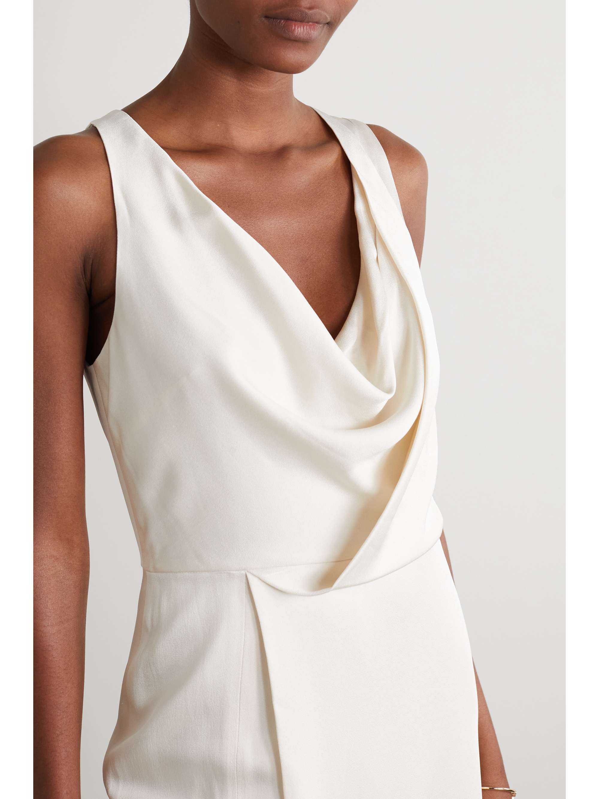 HALSTON Draped hammered-satin gown