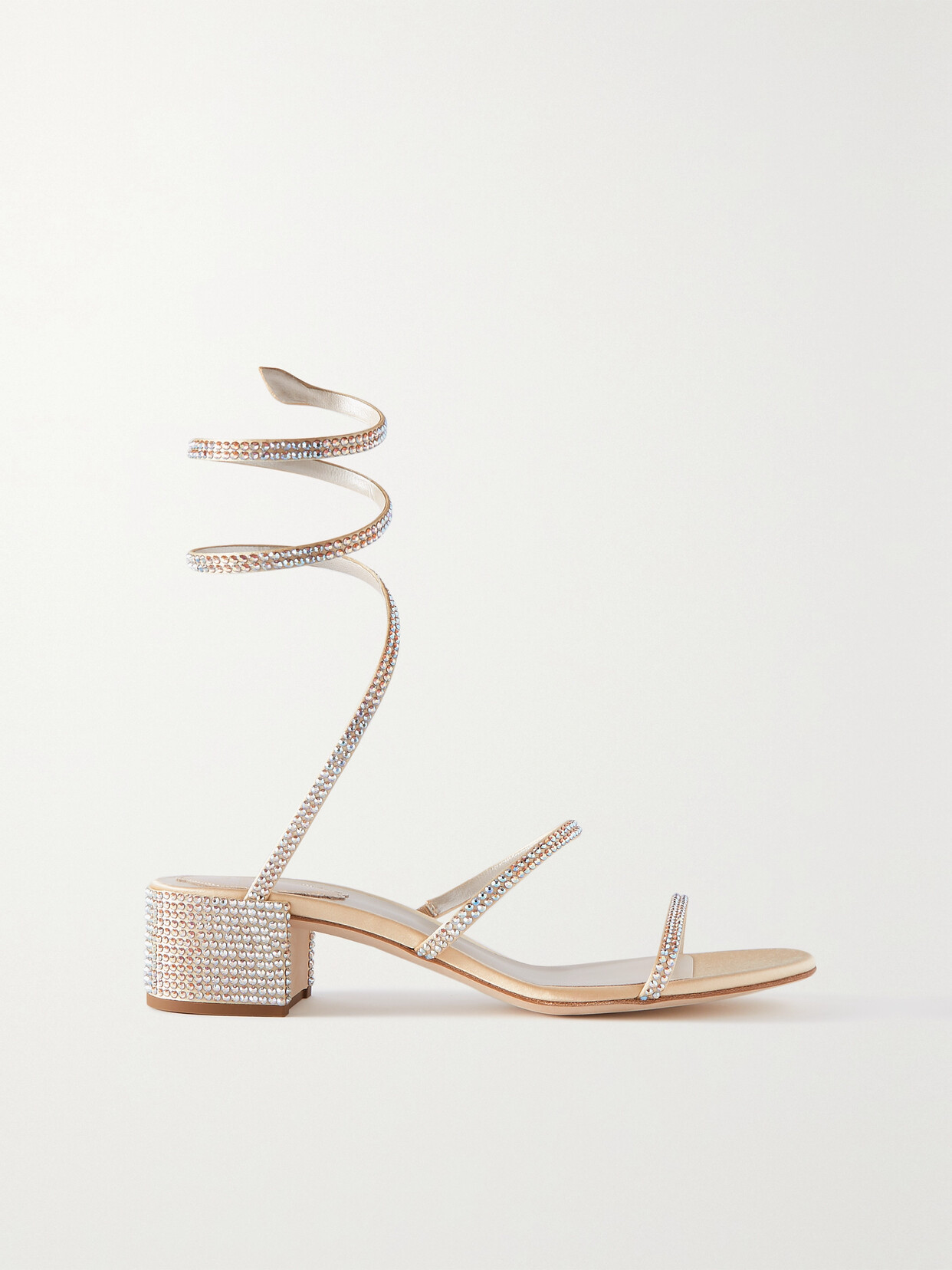 René Caovilla Cleo Crystal-embellished Satin Sandals - Yellow