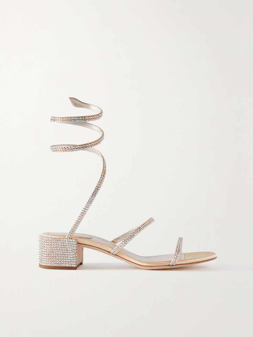 René Caovilla Cleo Crystal-embellished Satin Sandals