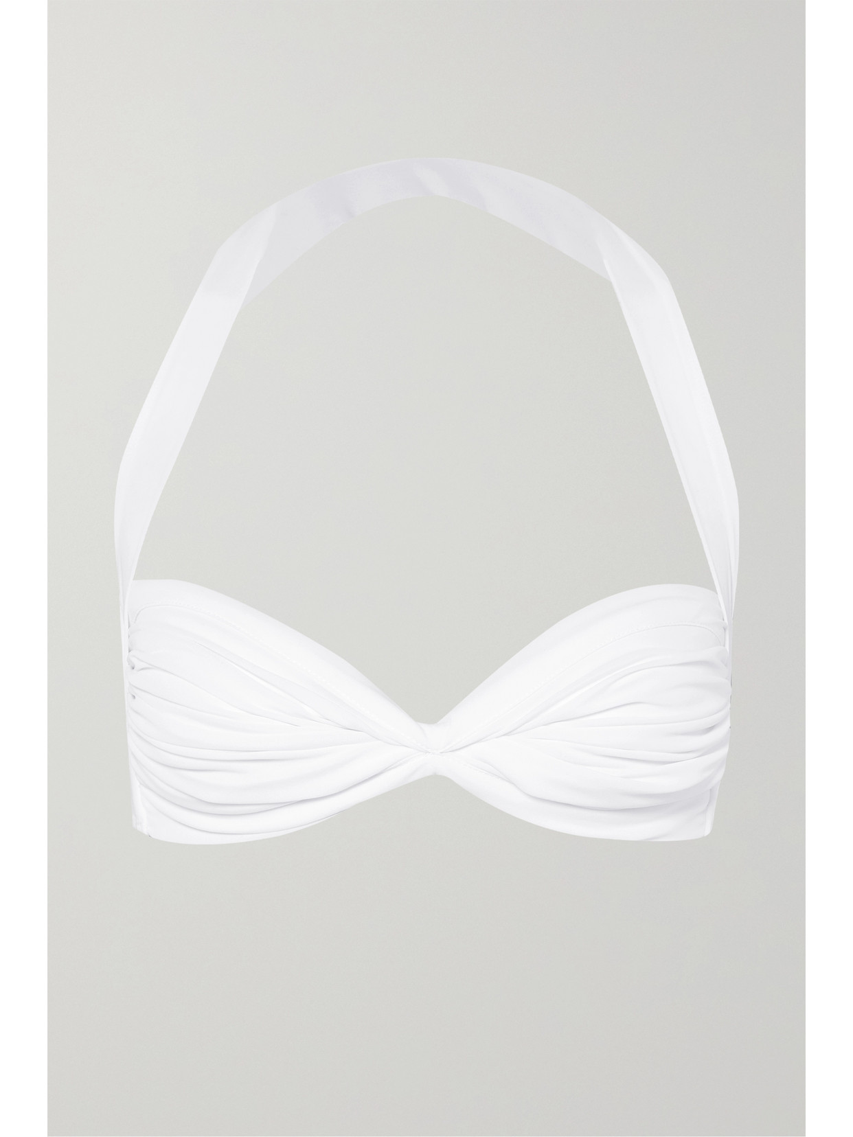 Norma Kamali Bill Ruched Halterneck Bikini Top In White