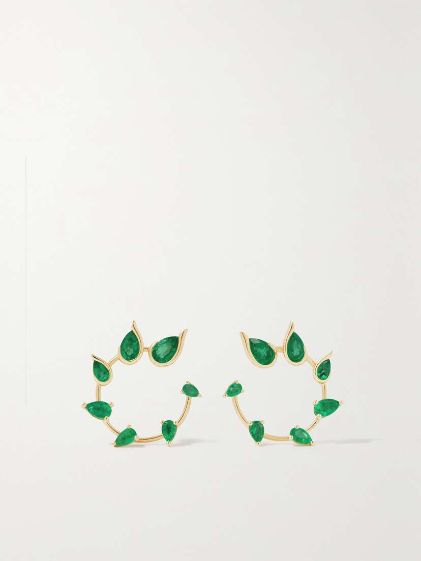 Fernando Jorge Flicker 18-karat Gold Emerald Hoop Earrings
