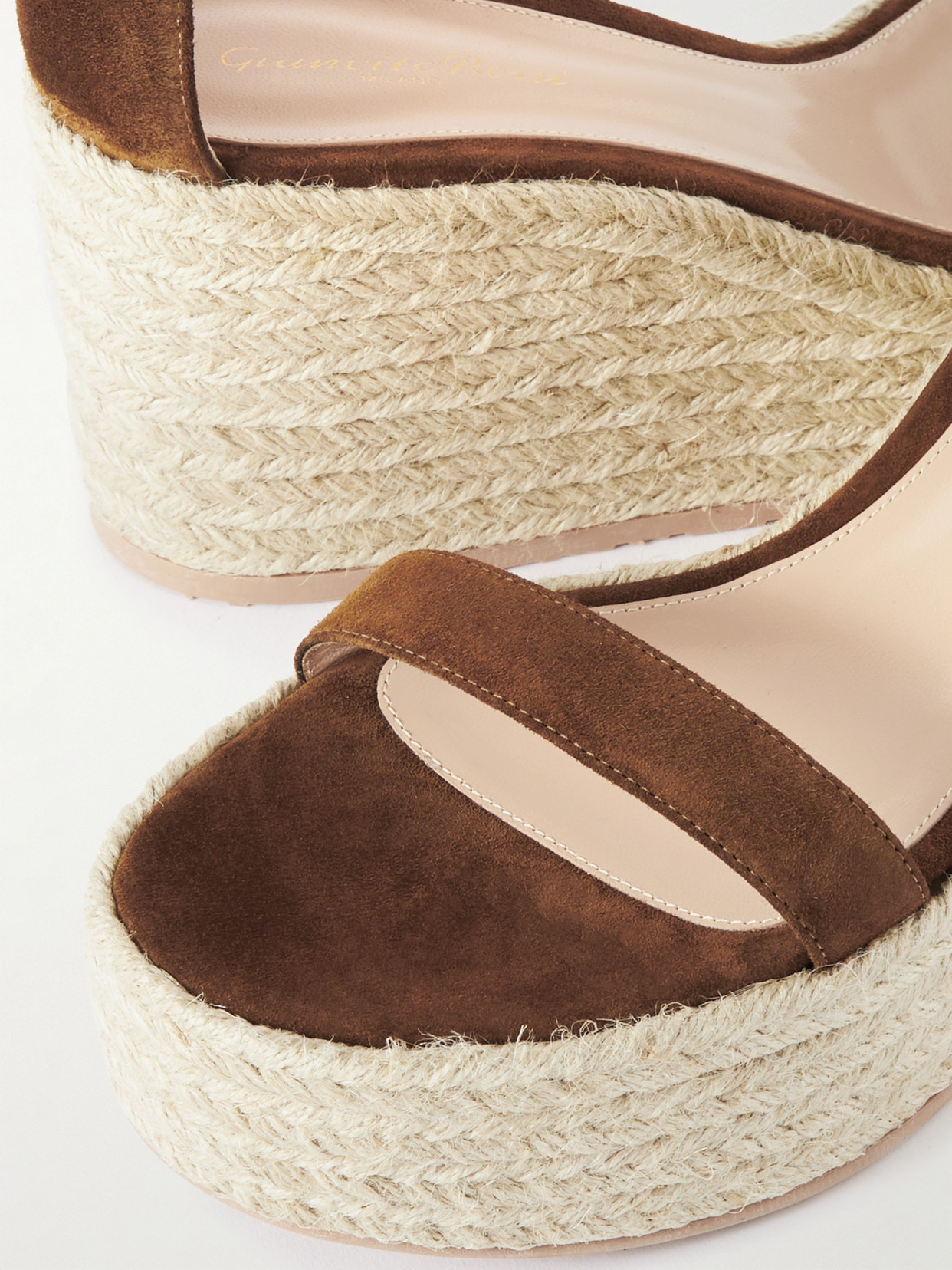 Gianvito Rossi 45 Suede Espadrille Wedge Sandals In Brown
