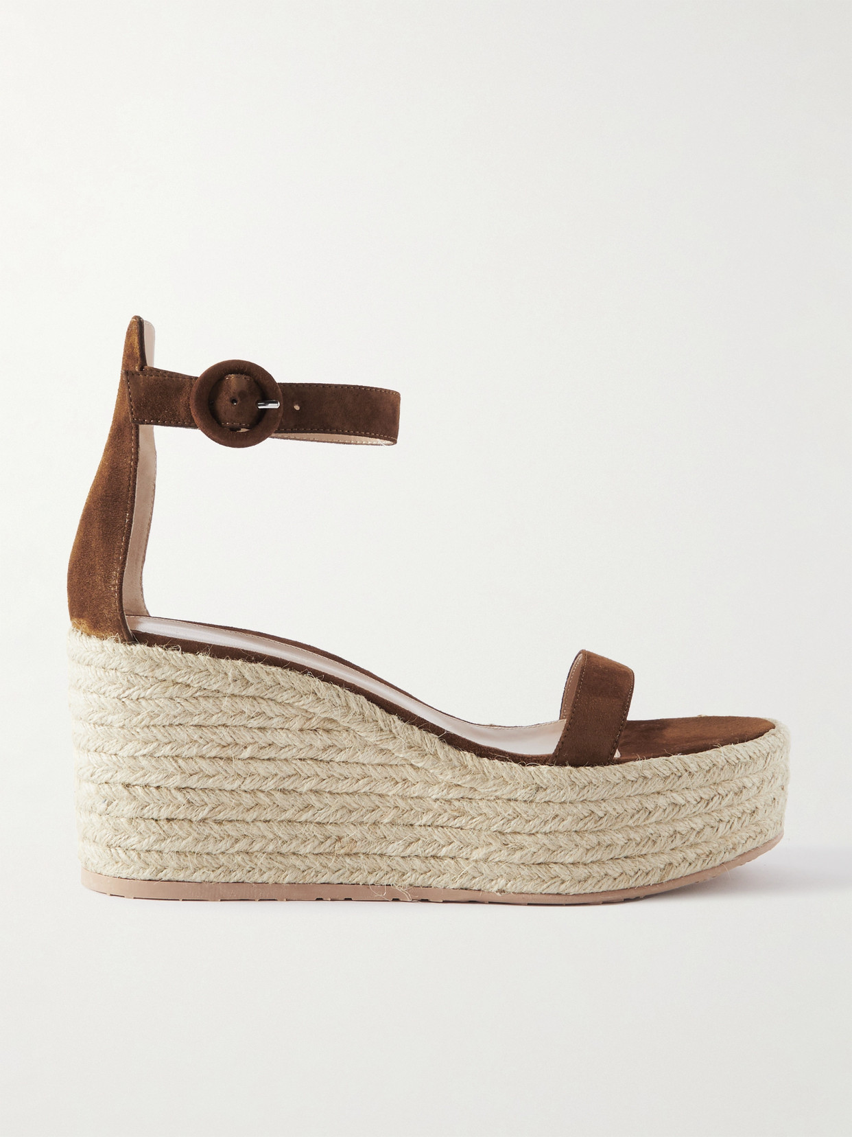 Gianvito Rossi 45 Suede Espadrille Wedge Sandals In Brown