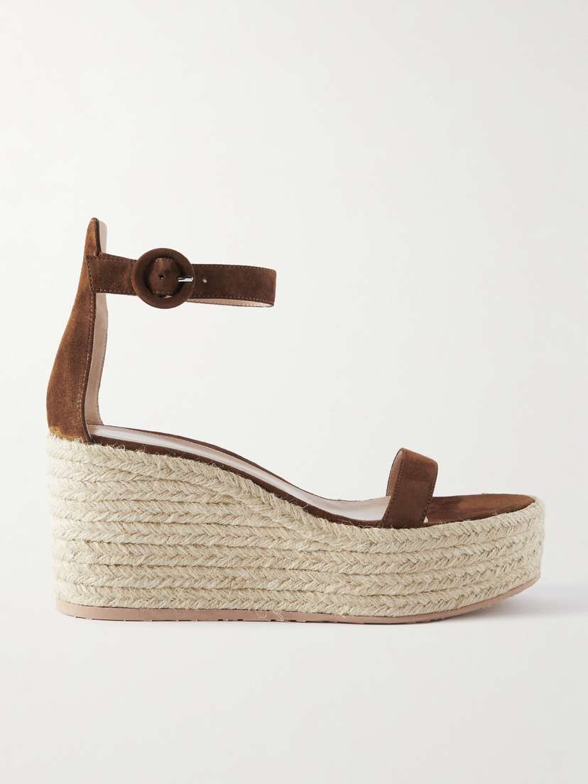 Gianvito Rossi 45 Suede Espadrille Wedge Sandals