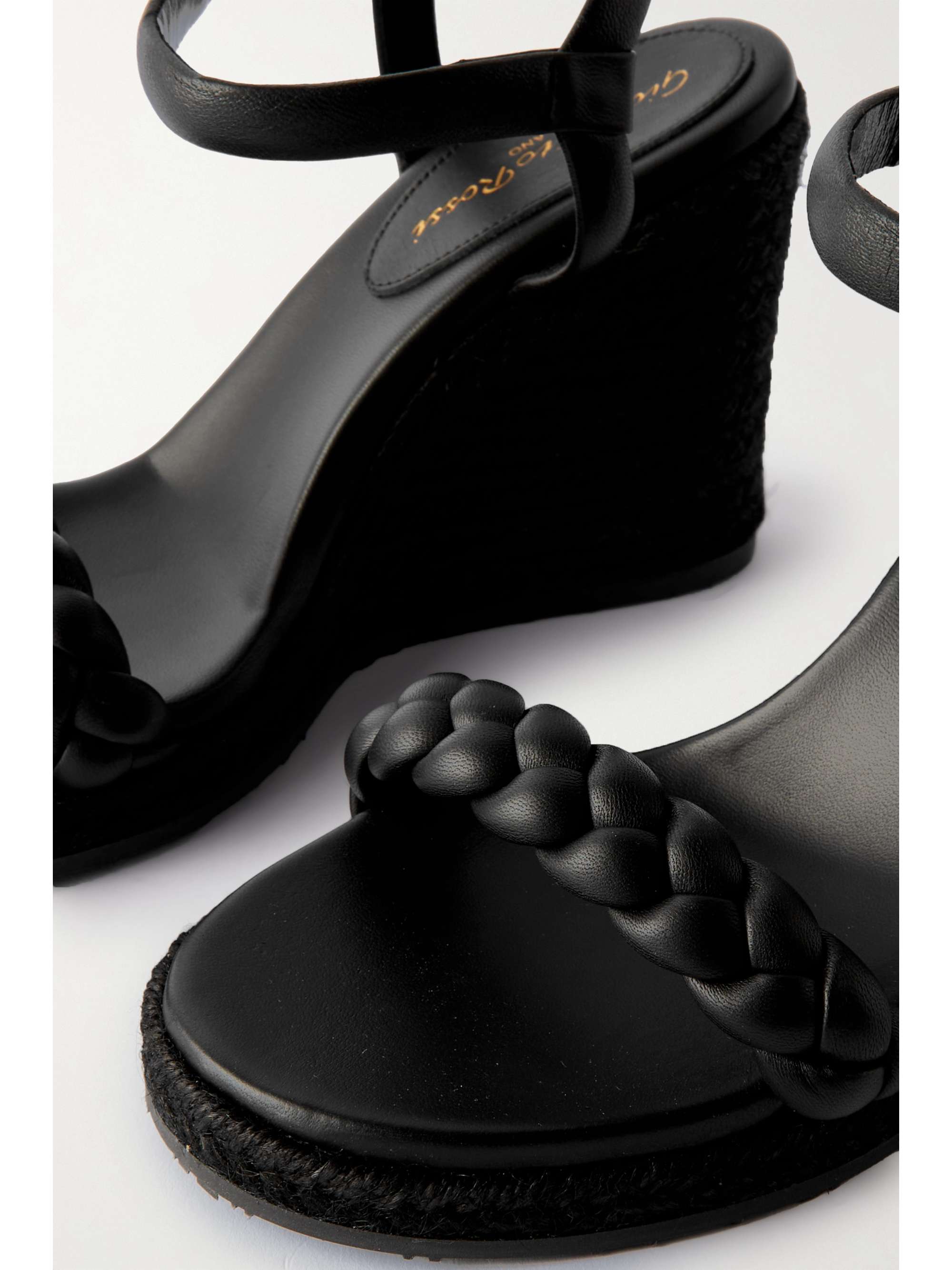 GIANVITO ROSSI Cruz 85 braided leather espadrille wedge sandals