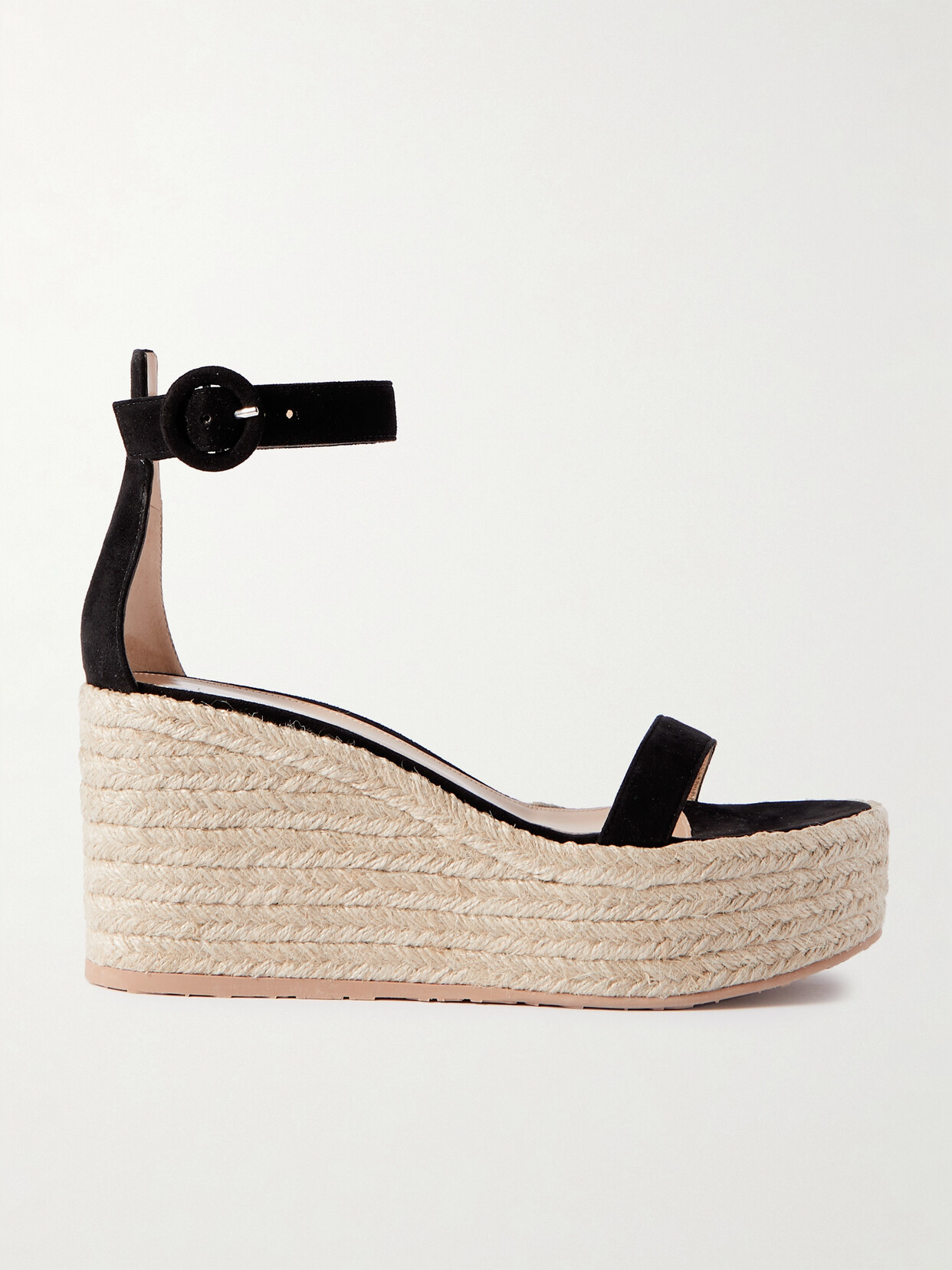 Shop Gianvito Rossi 45 Suede Espadrille Wedge Sandals In Black