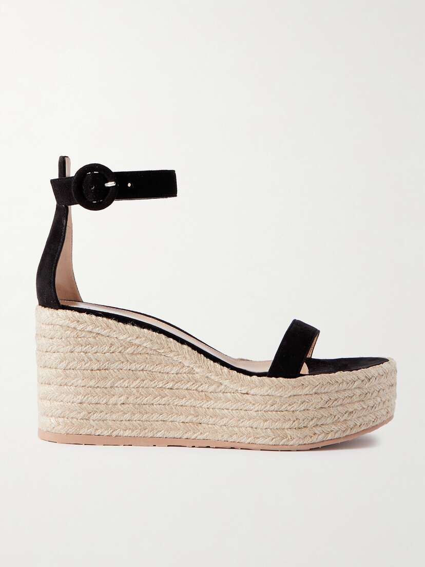 Gianvito Rossi 45 Suede Espadrille Wedge Sandals