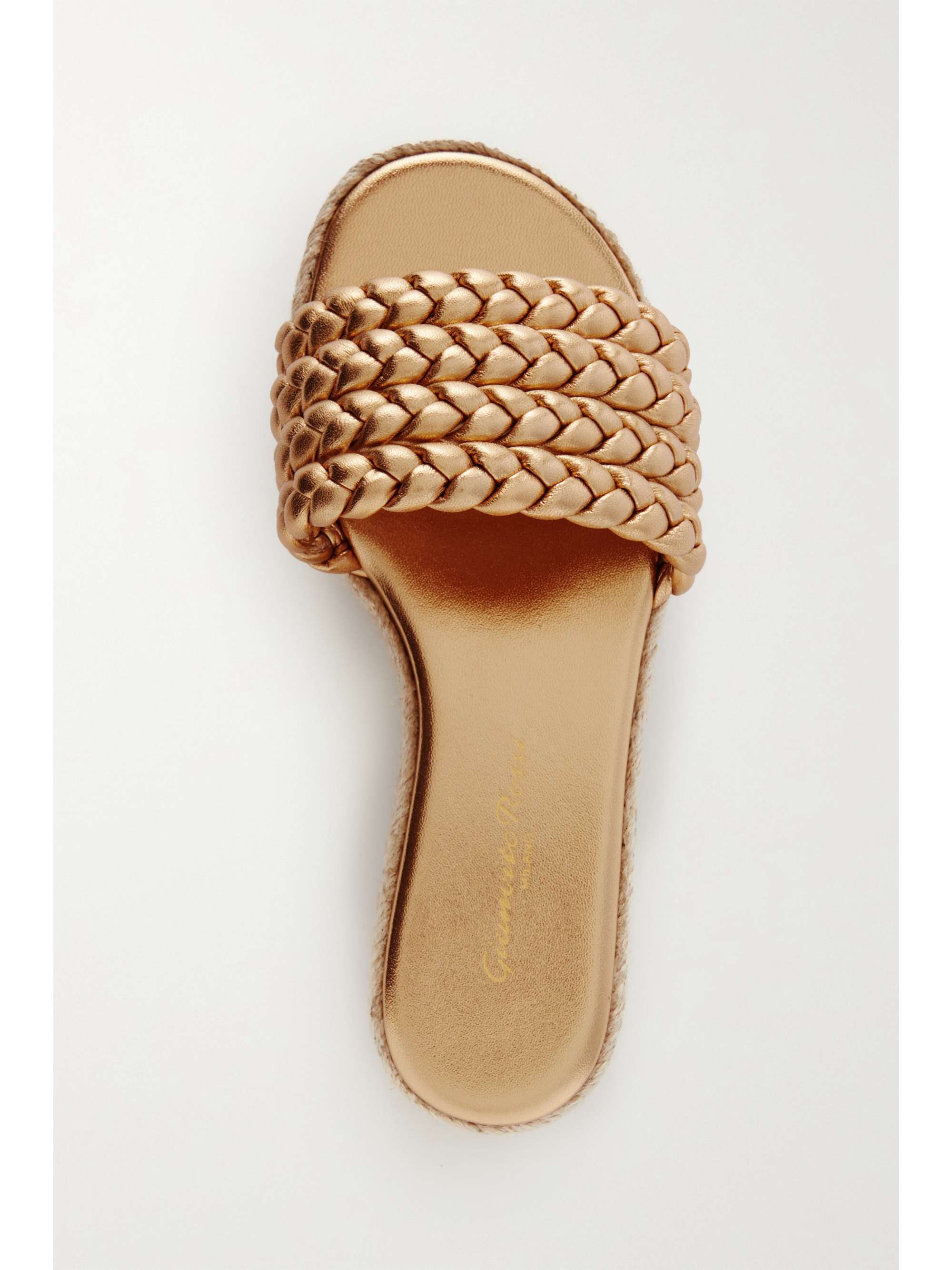 GIANVITO ROSSI Marbella braided metallic leather espadrille slides