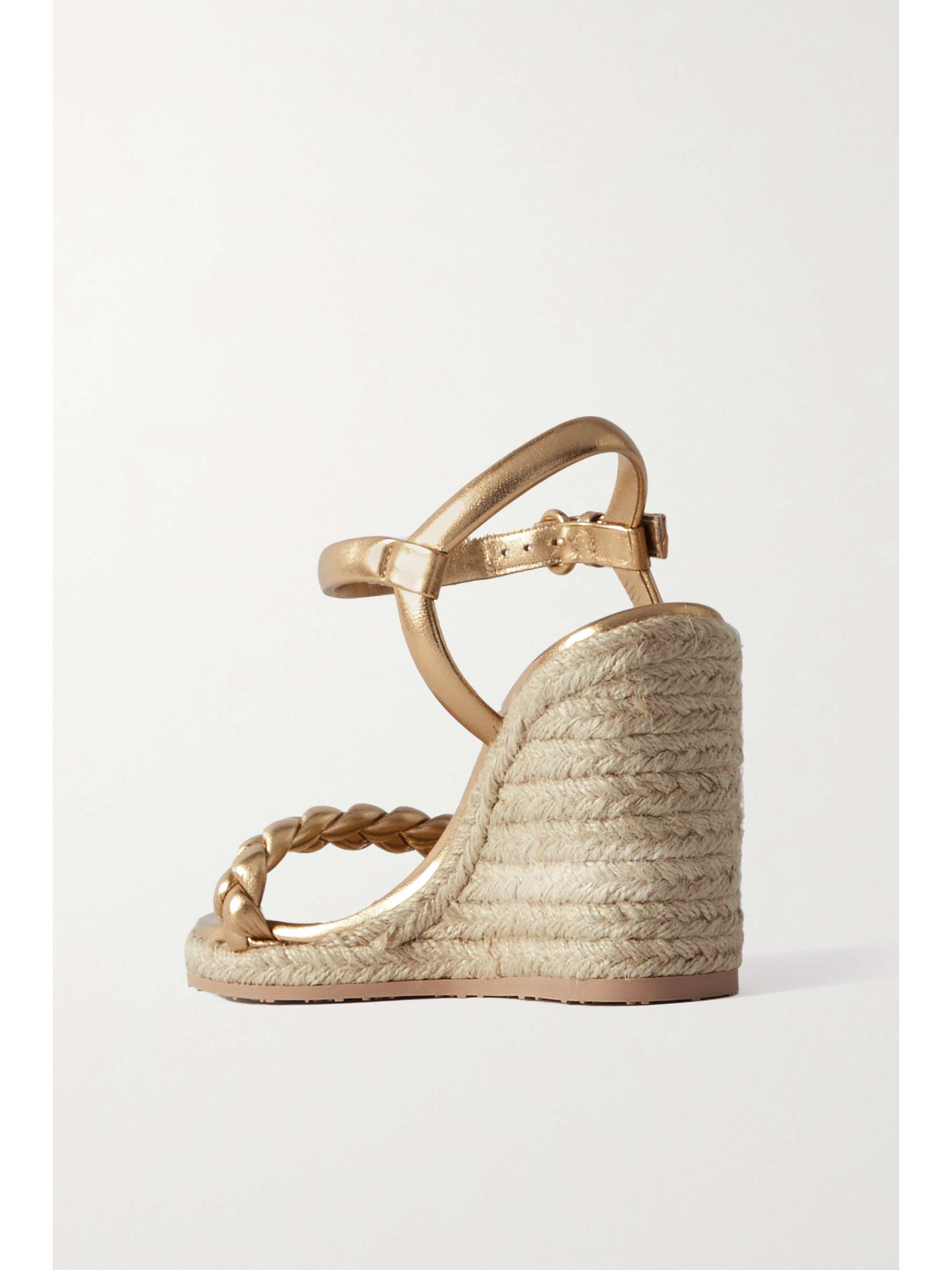 GIANVITO ROSSI Cruz 85 braided metallic leather espadrille wedge sandals