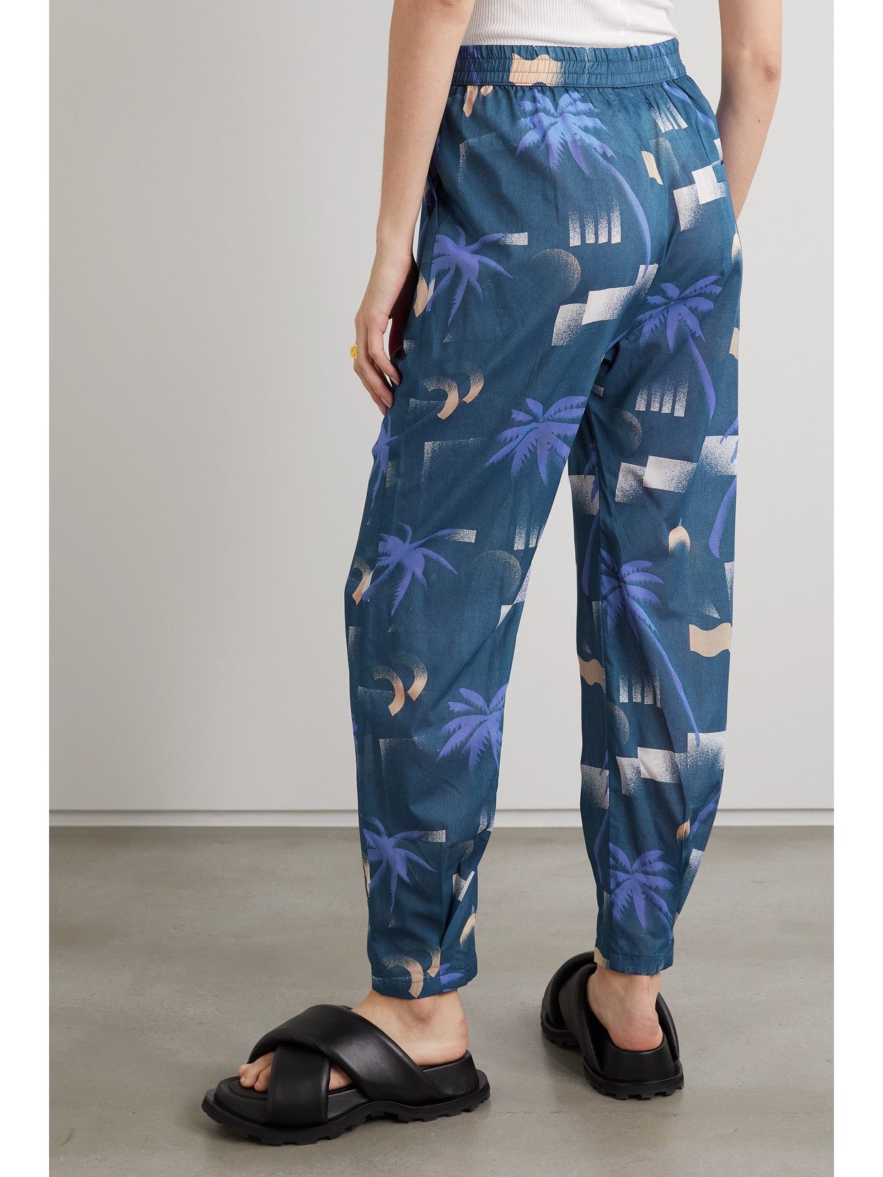Paradised Paula Printed Chambray Pants In Blue