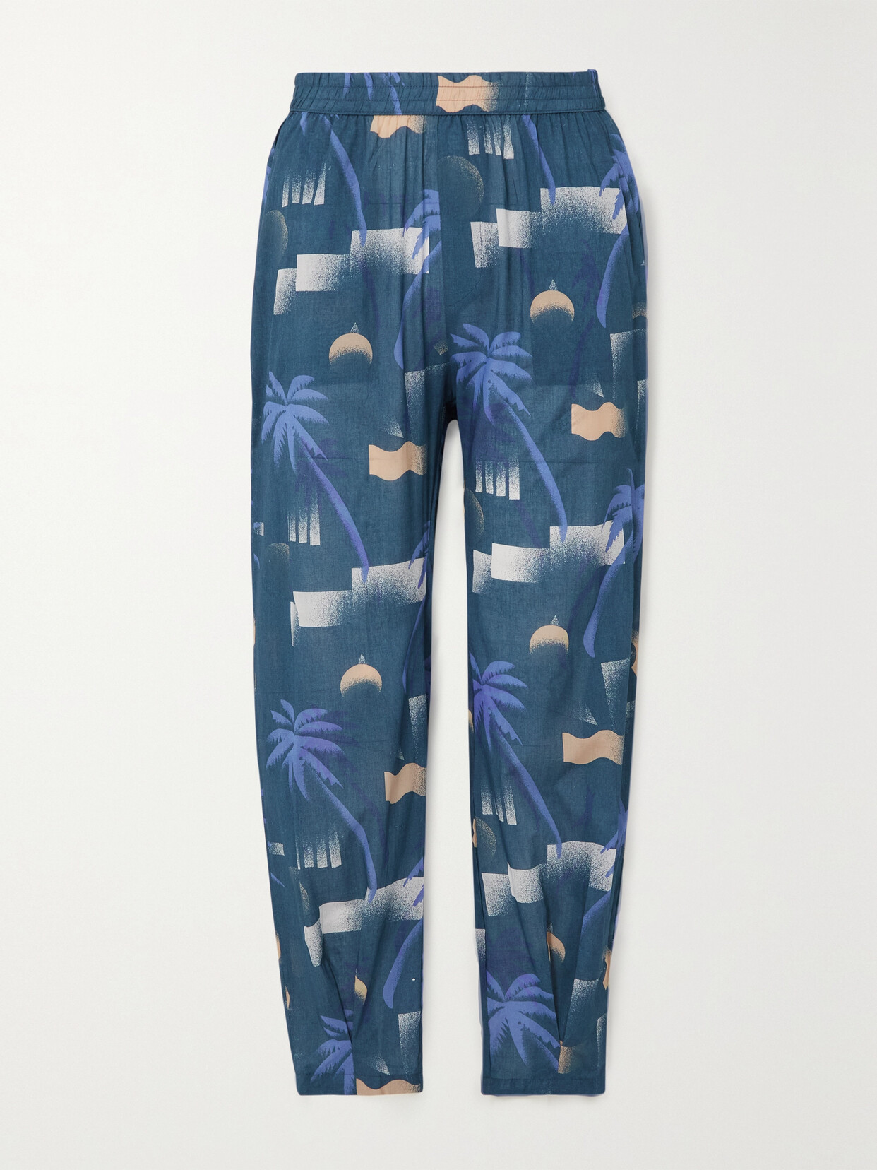Paradised Paula Printed Chambray Pants In Blue